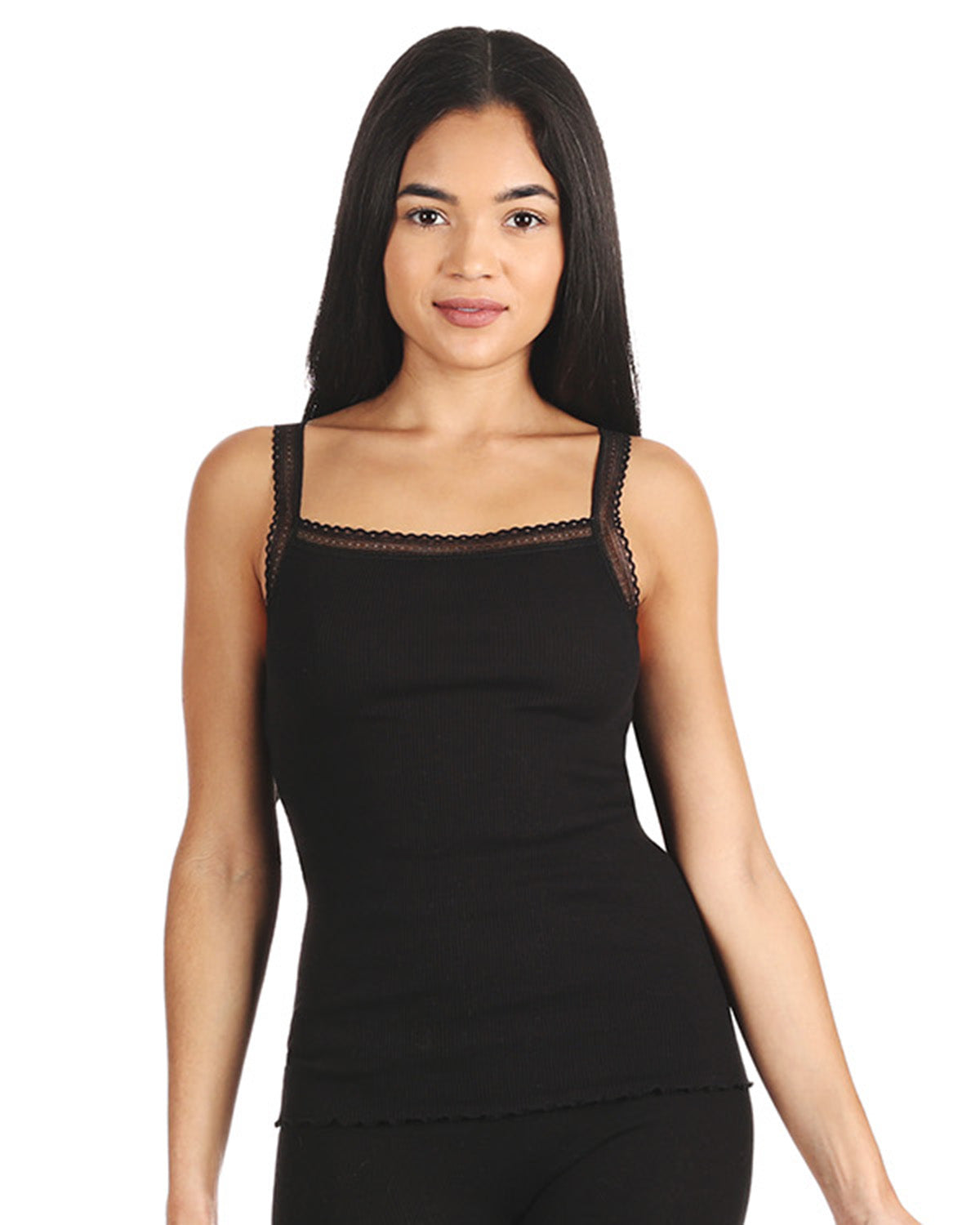 Women's Organic Cotton Seamless Ribbed Lace Camisole - Charming Charlie