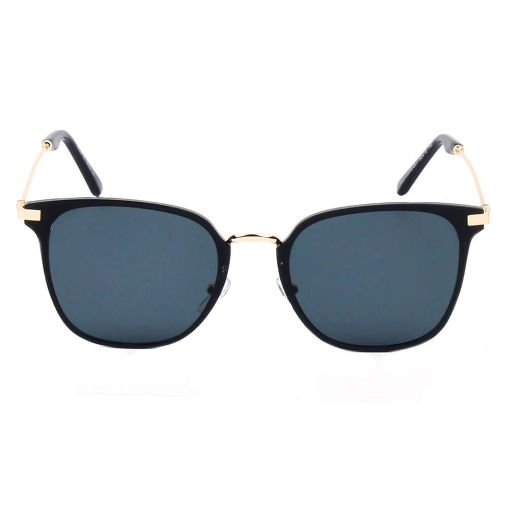 CAMBRIDGE | A22 - Pillowed Rectangle Flat Lens Horned Rim Sunglasses - Cramilo Eyewear - Stylish Trendy Affordable Sunglasses Clear Glasses Eye Wear Fashion