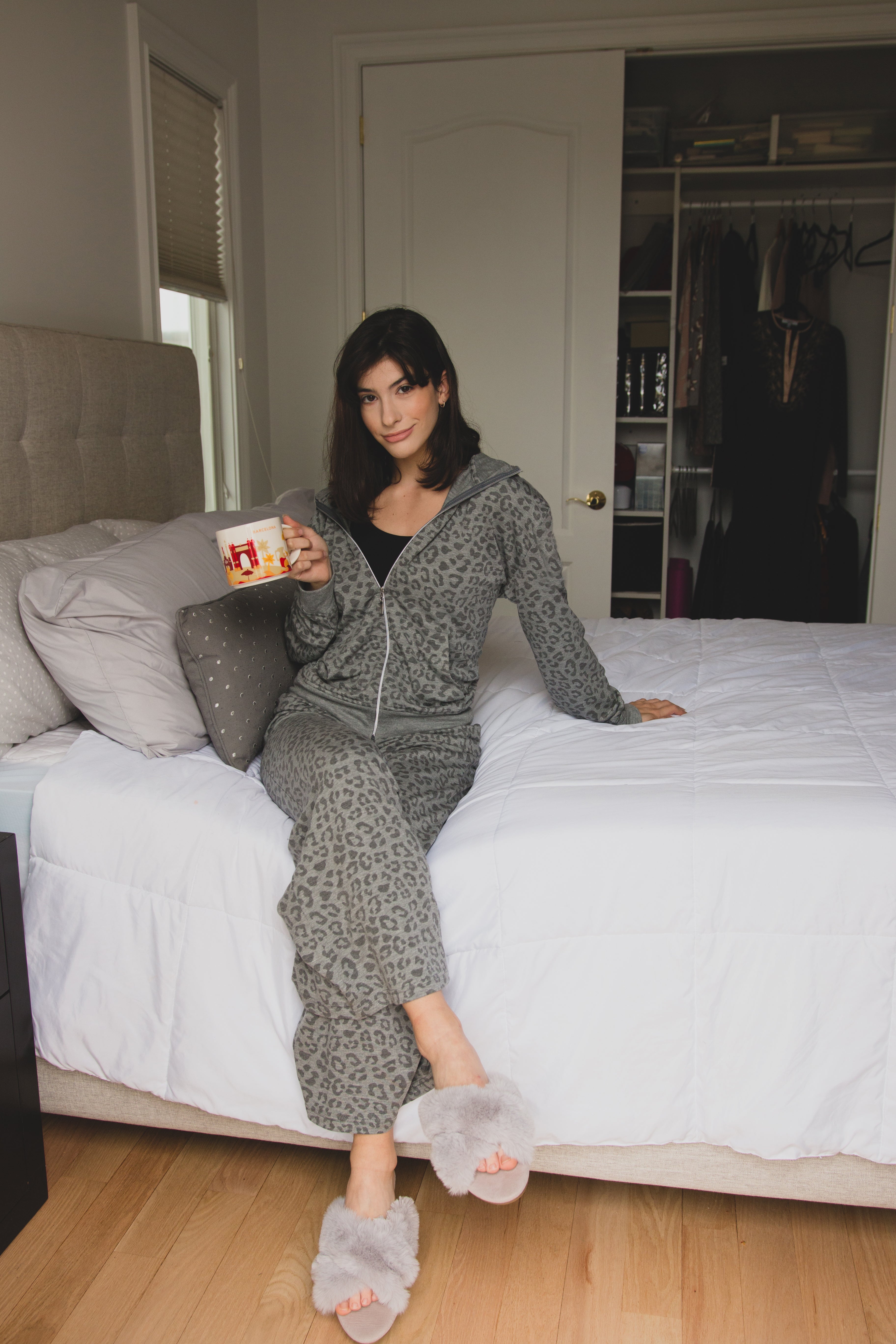 Women's French Terry Cloth Leopard Print Lounge Pants - Charming Charlie