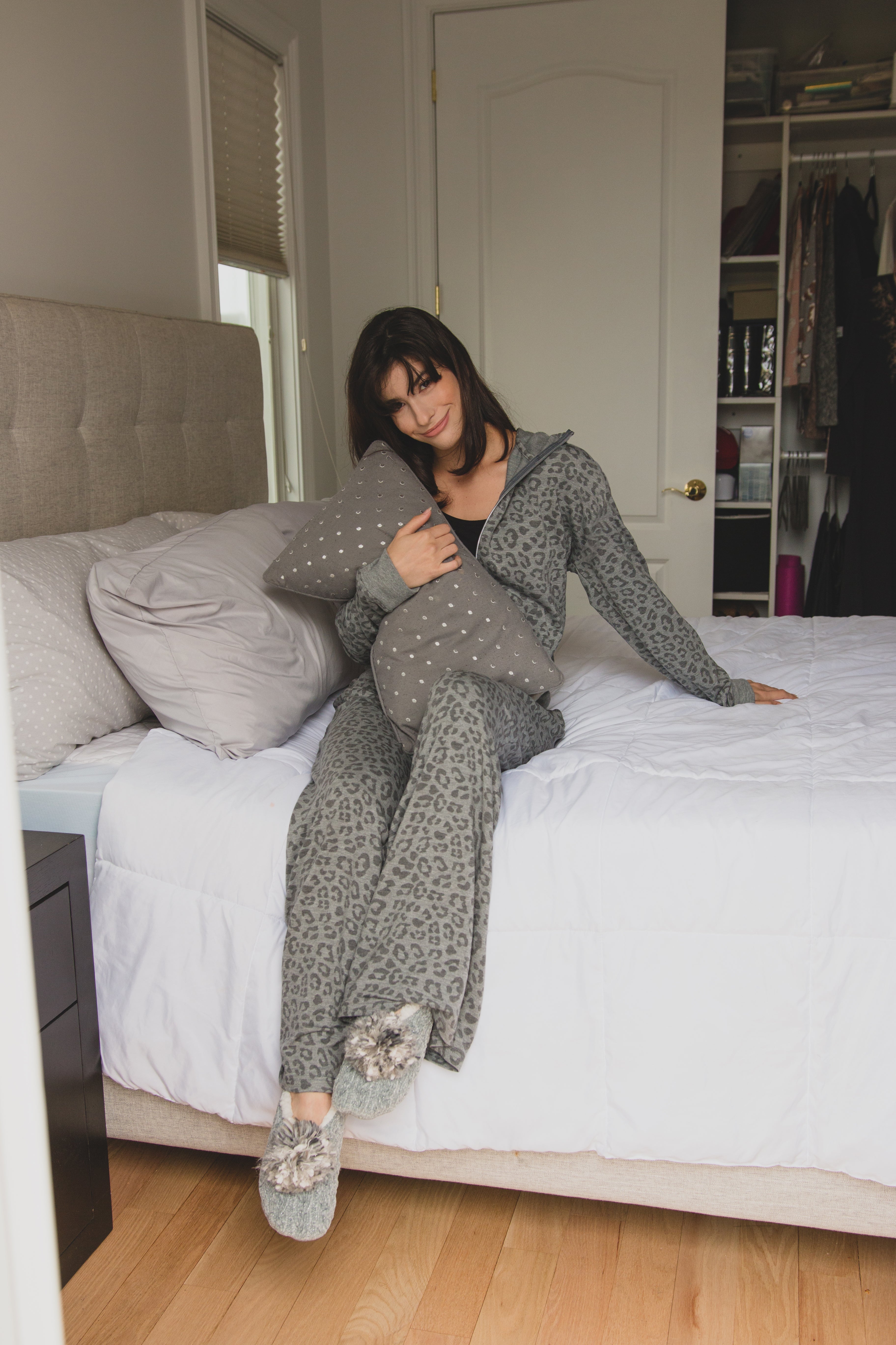 Women's Leopard Print French Terry Cloth Lounge Hoodie - Charming Charlie