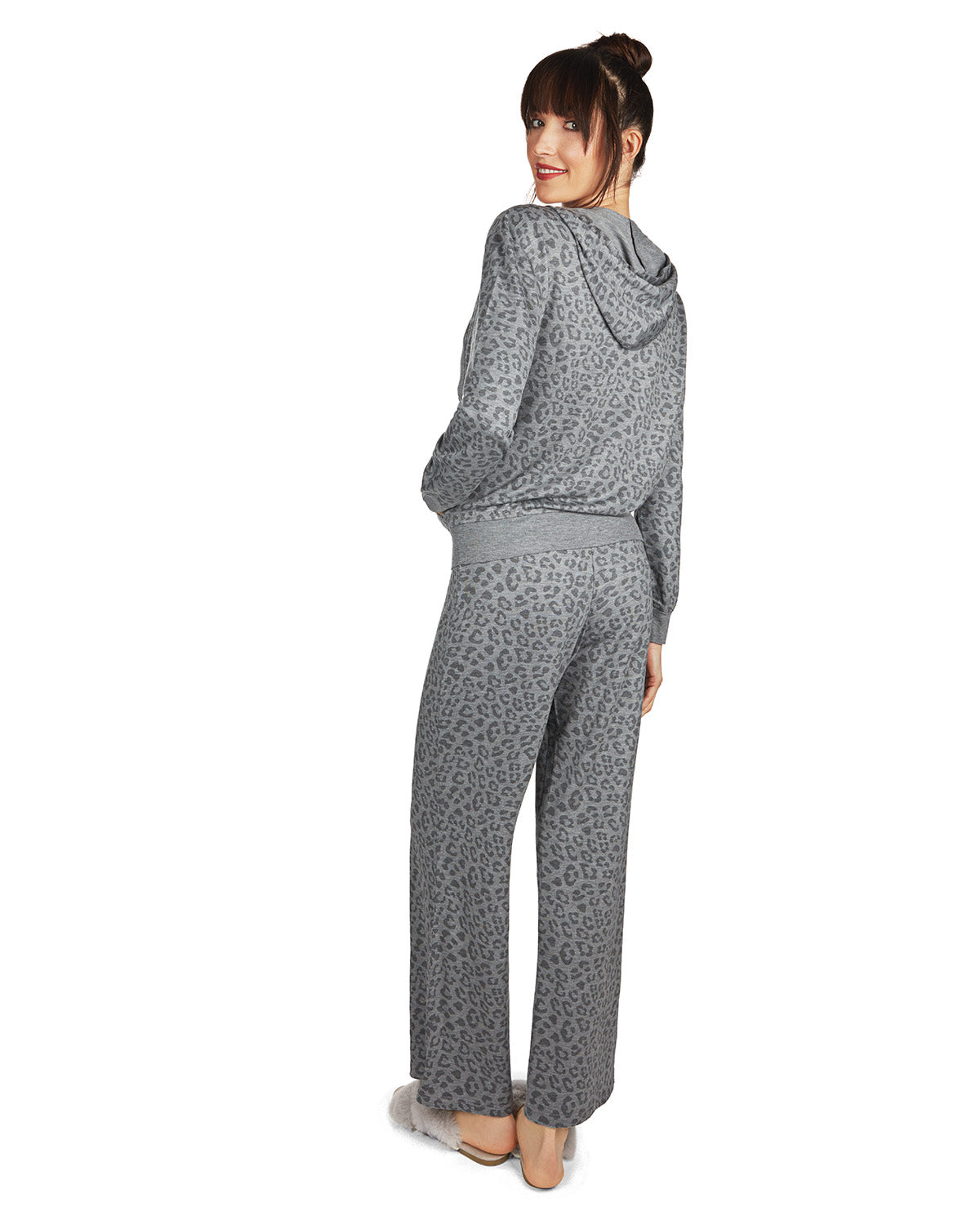 Women's Leopard Print French Terry Cloth Lounge Hoodie - Charming Charlie