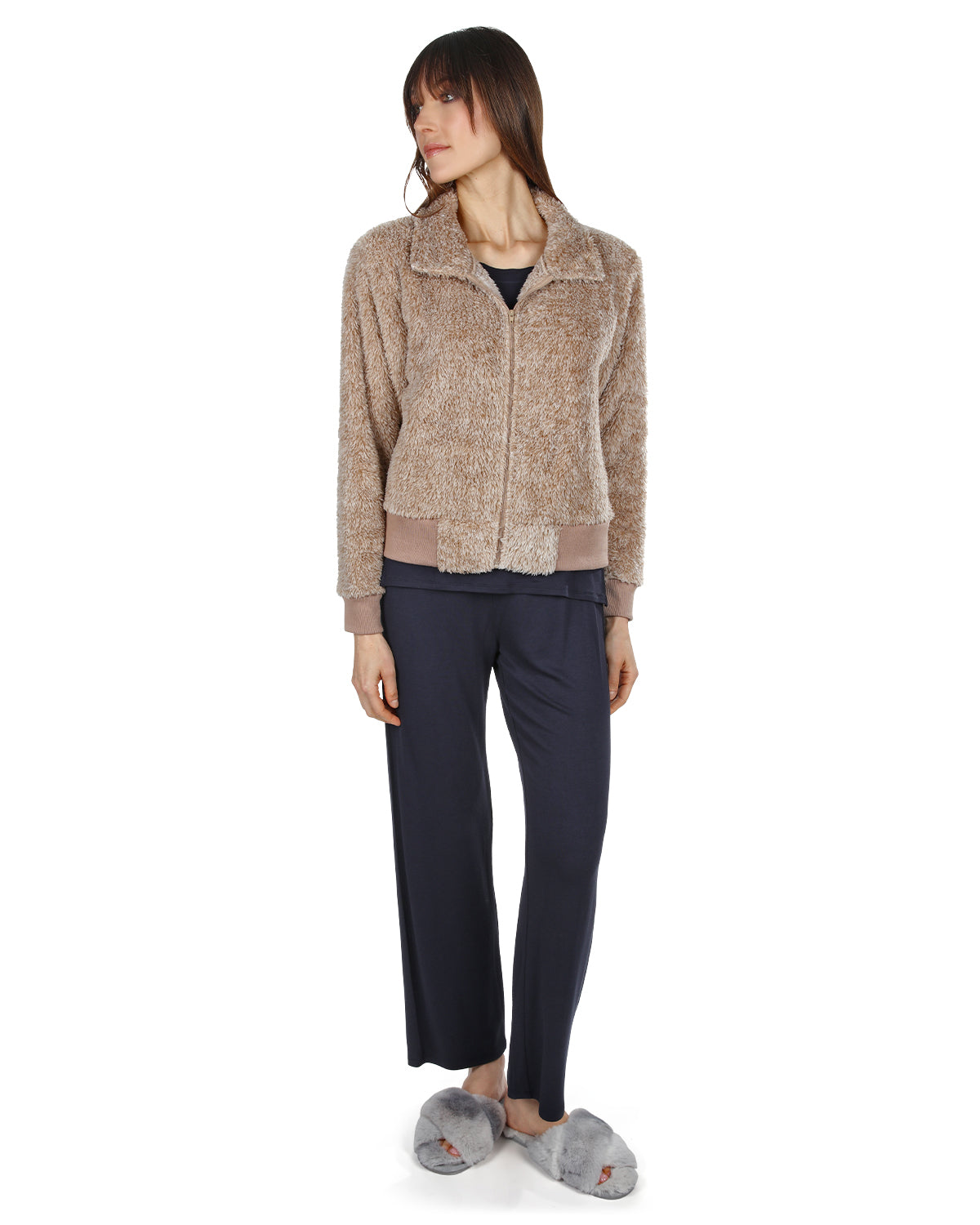 Women's Plush Zippered Front Warm and Cozy Jacket - Charming Charlie
