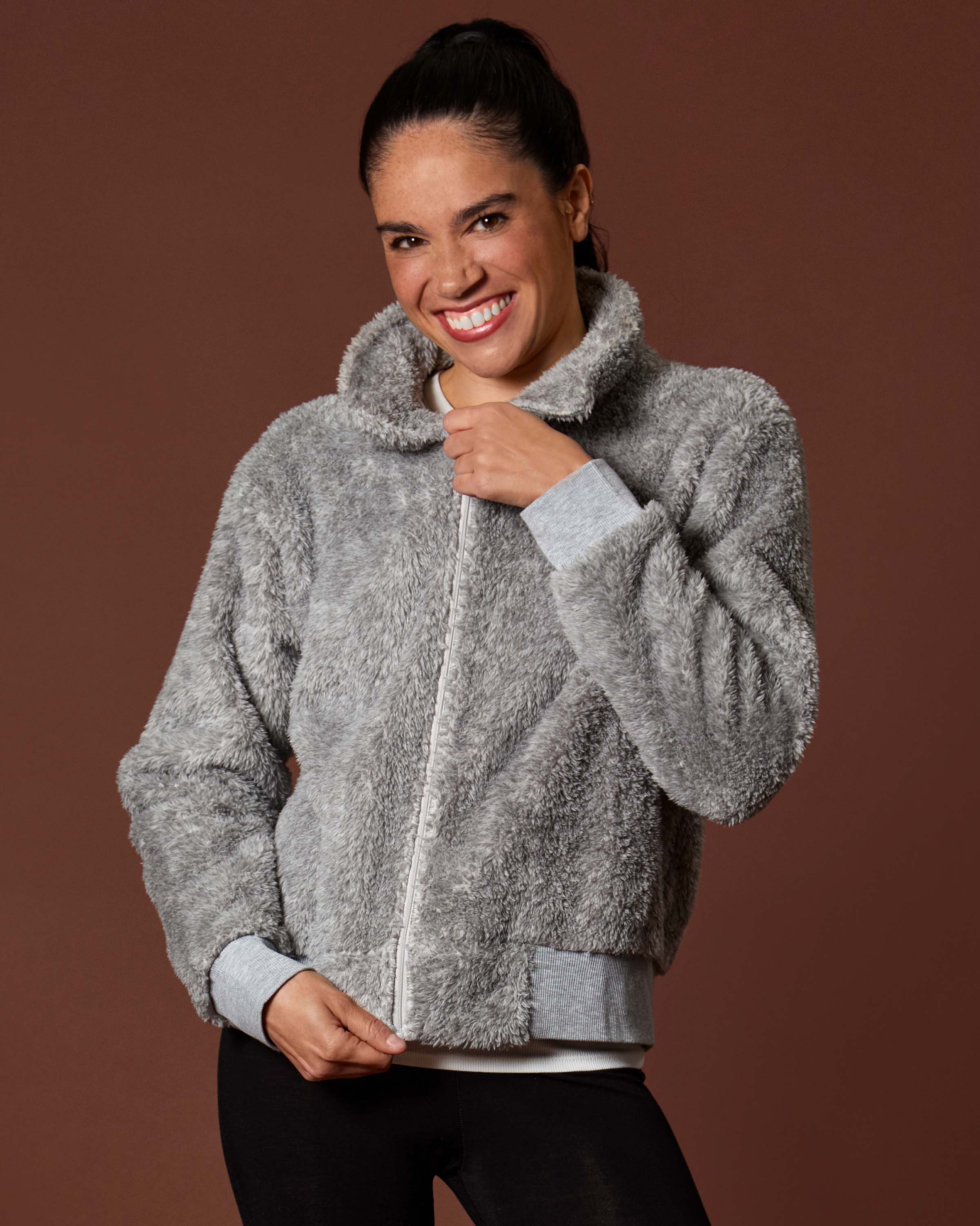 Women's Plush Zippered Front Warm and Cozy Jacket - Charming Charlie