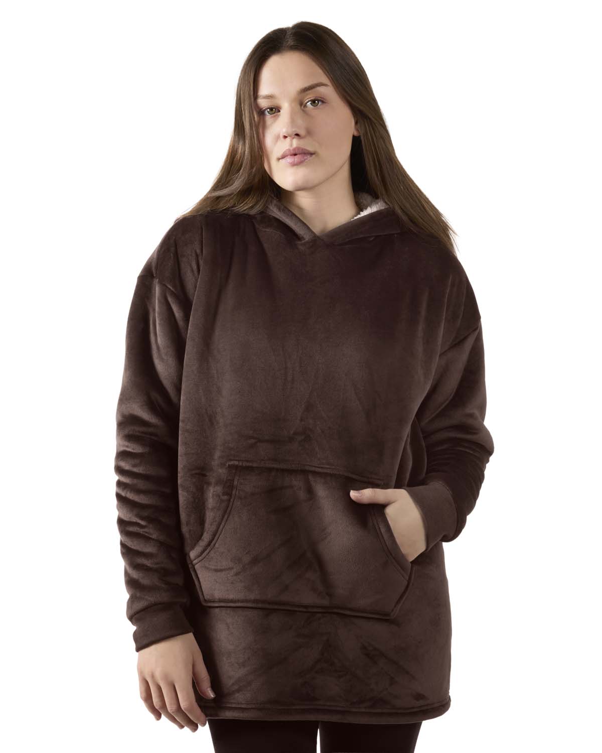 Women's Sherpa-Lined Soft Velour Hooded Lounge Top - Charming Charlie