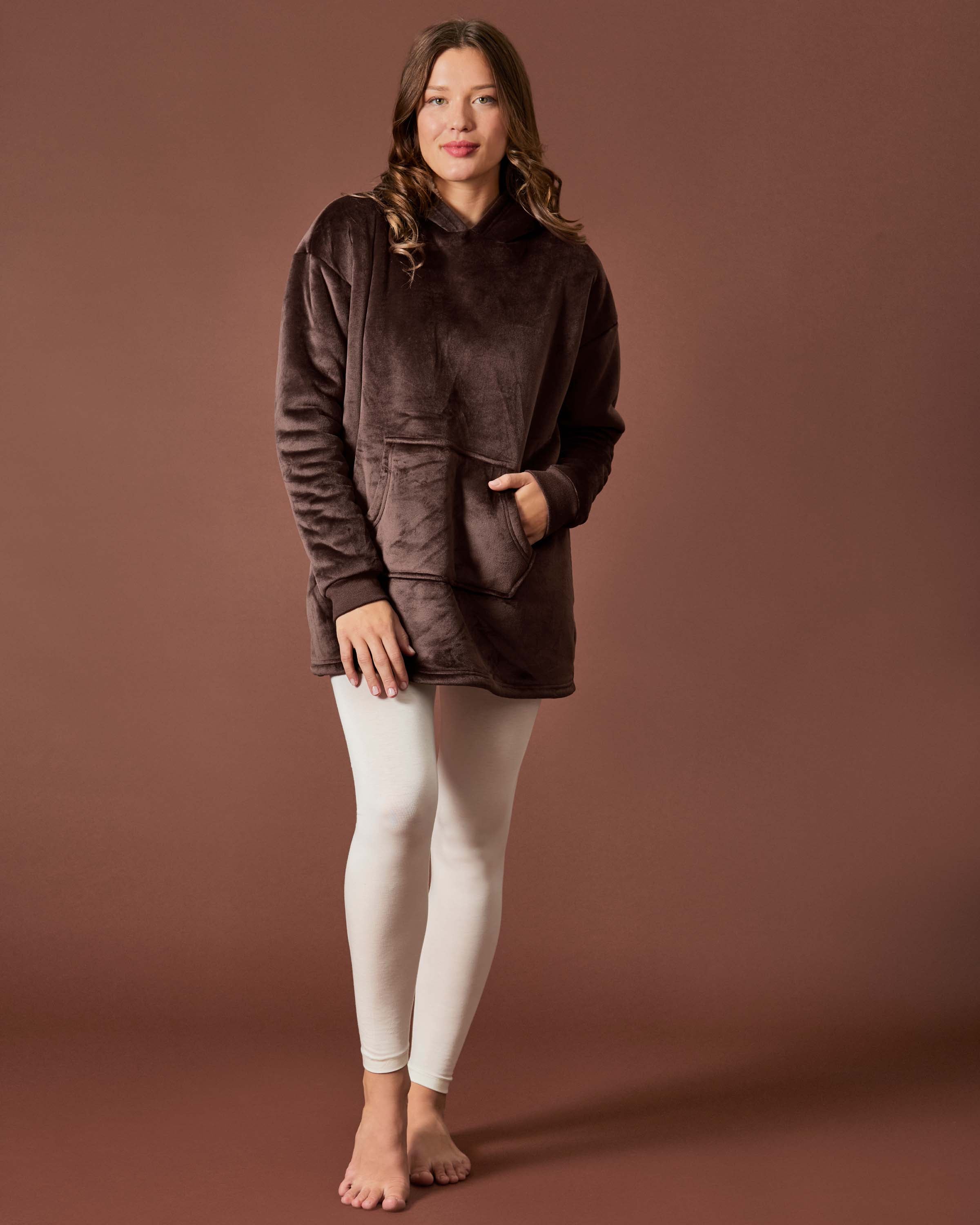 Women's Sherpa-Lined Soft Velour Hooded Lounge Top - Charming Charlie