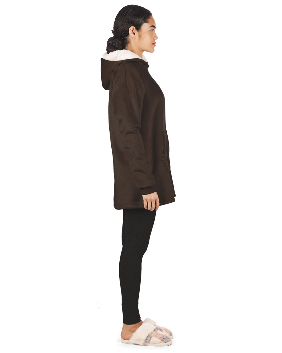 Women's Sherpa-Lined Soft Velour Hooded Lounge Top - Charming Charlie