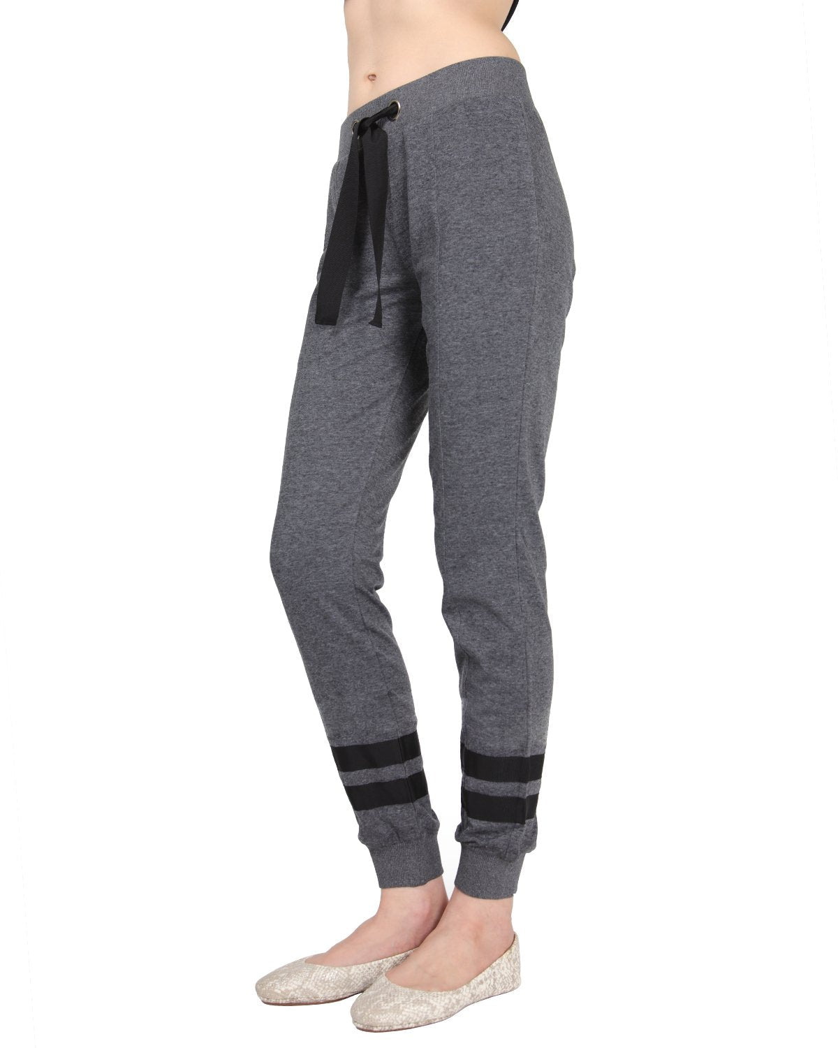 Women's Cotton Blend Jogger Pants with Contrast Ribbon Stripes - Charming Charlie