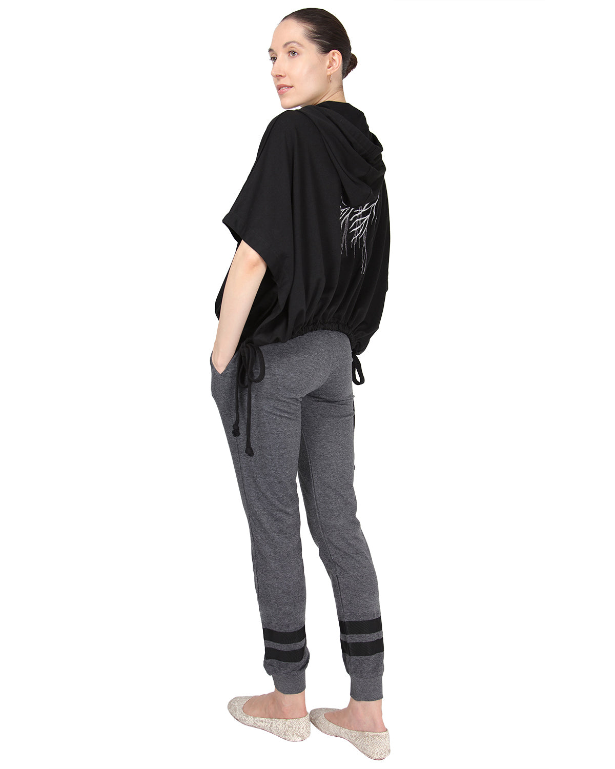 Women's Cotton Blend Jogger Pants with Contrast Ribbon Stripes - Charming Charlie