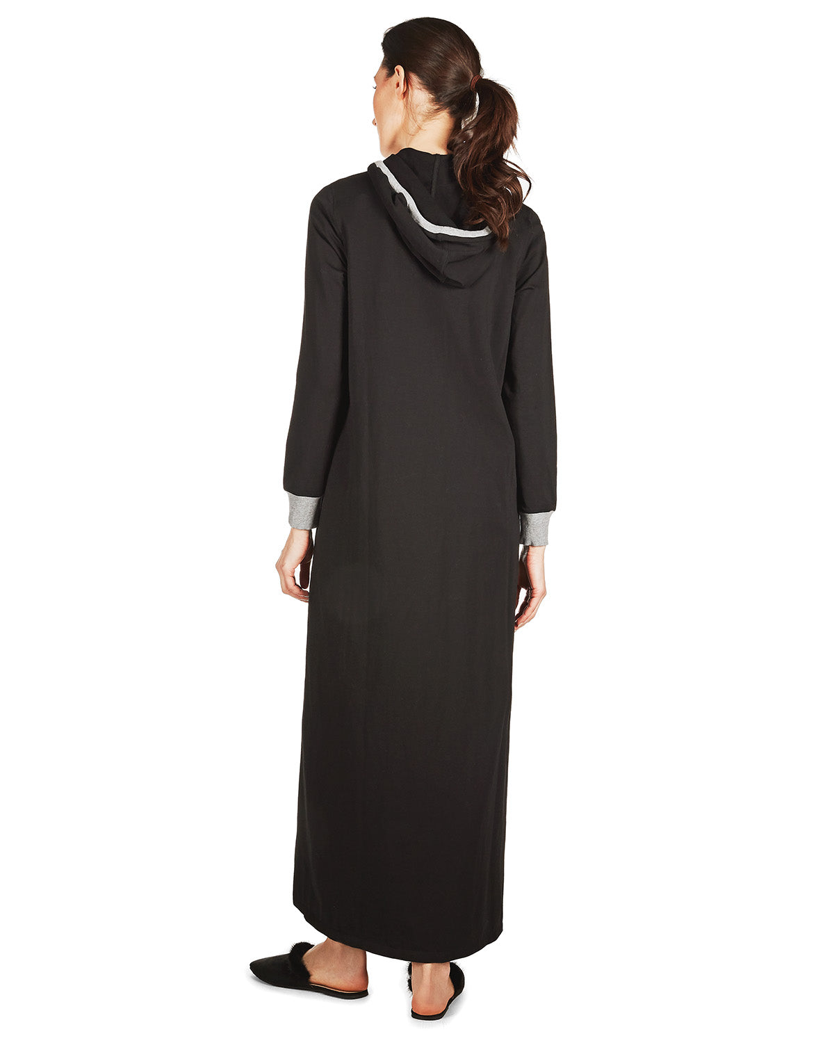 Women's Colorblock Cotton Blend Zippered Full Length Lounger Gown - Charming Charlie