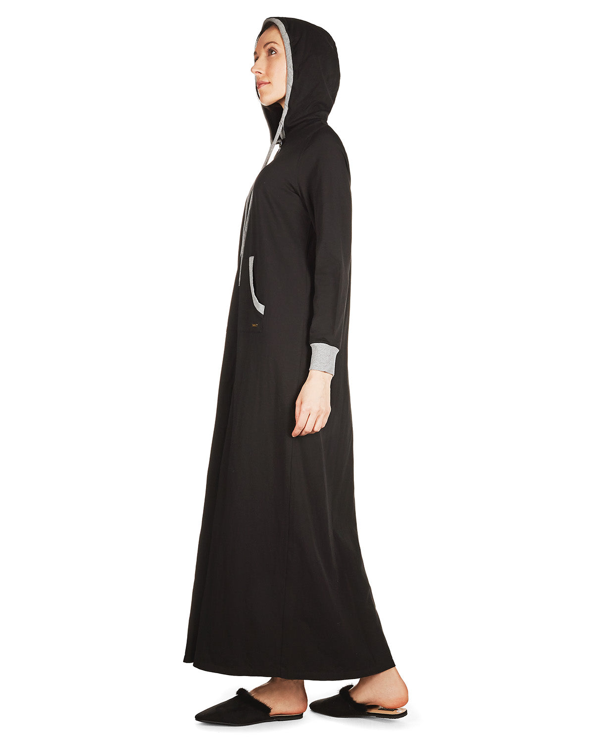 Women's Colorblock Cotton Blend Zippered Full Length Lounger Gown - Charming Charlie