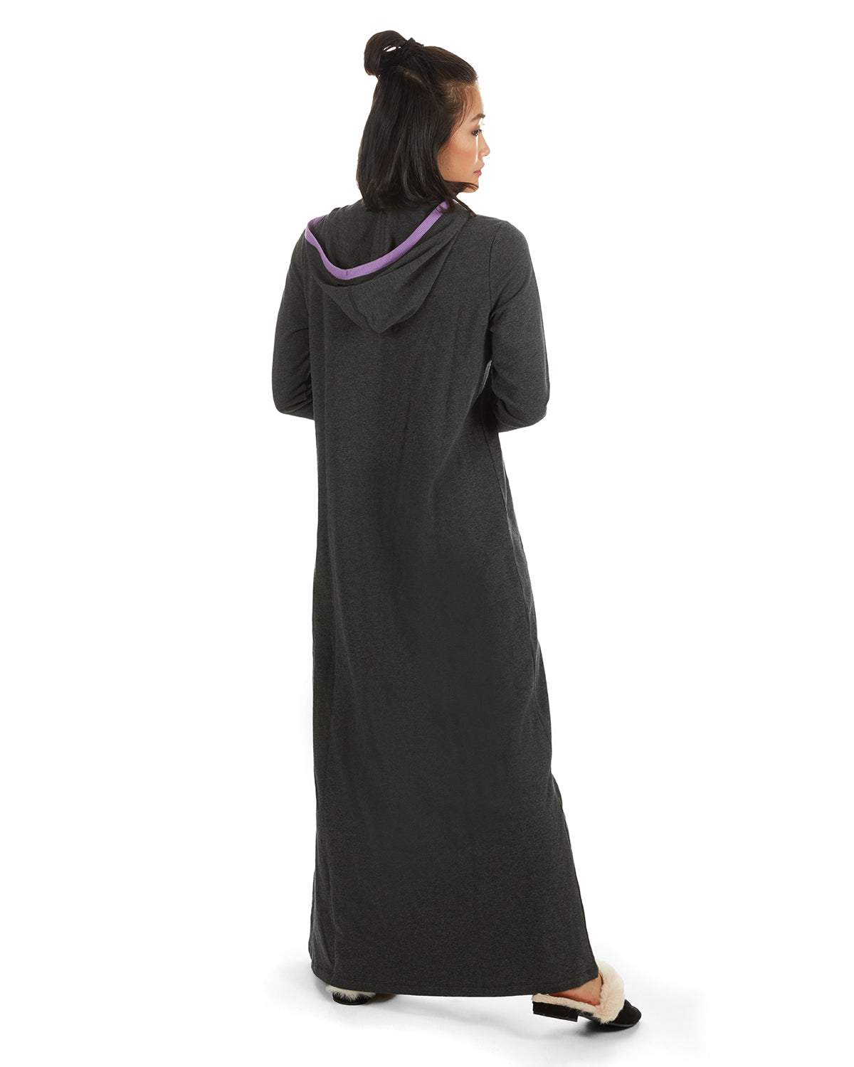 Women's Colorblock Cotton Blend Zippered Full Length Lounger Gown - Charming Charlie
