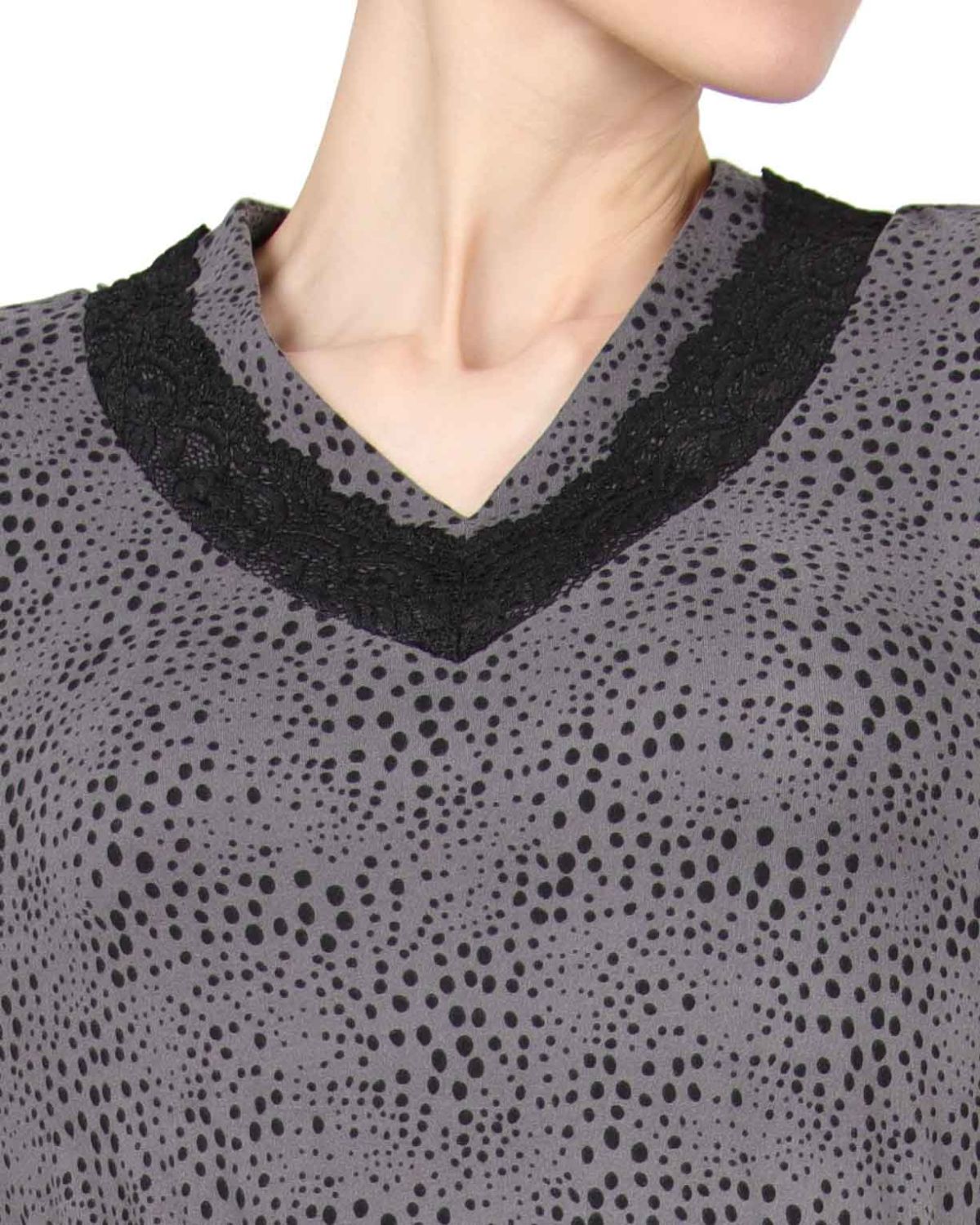 Women's Three Quarter Sleeve Nightgown with Lace Trim - Charming Charlie