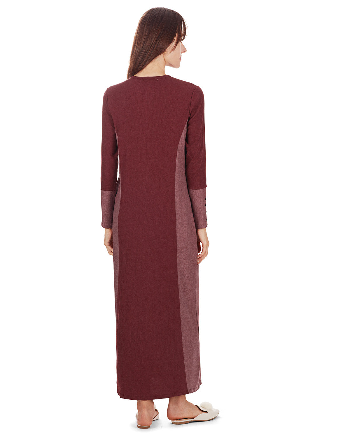 Women's Modest Henley-Style Full-Length Ribbed Nightgown - Charming Charlie