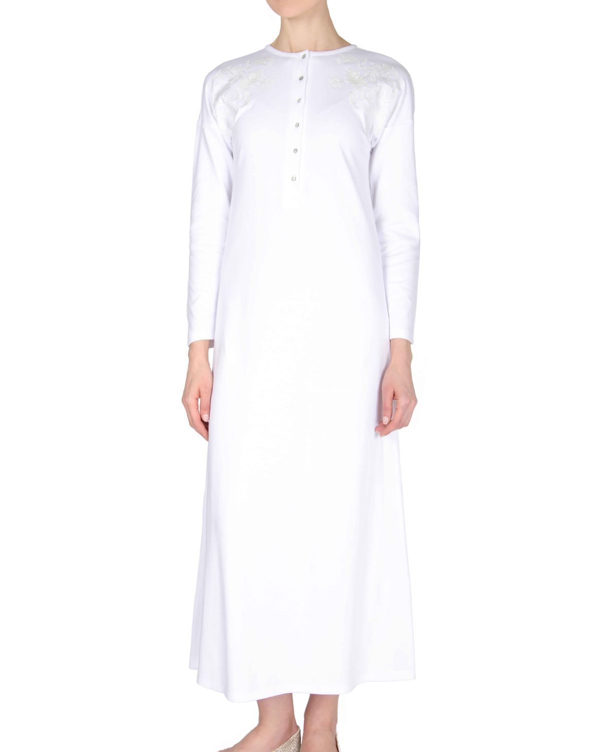 Women's 100% Cotton Full-Length Nightgown with Floral Motif - Charming Charlie