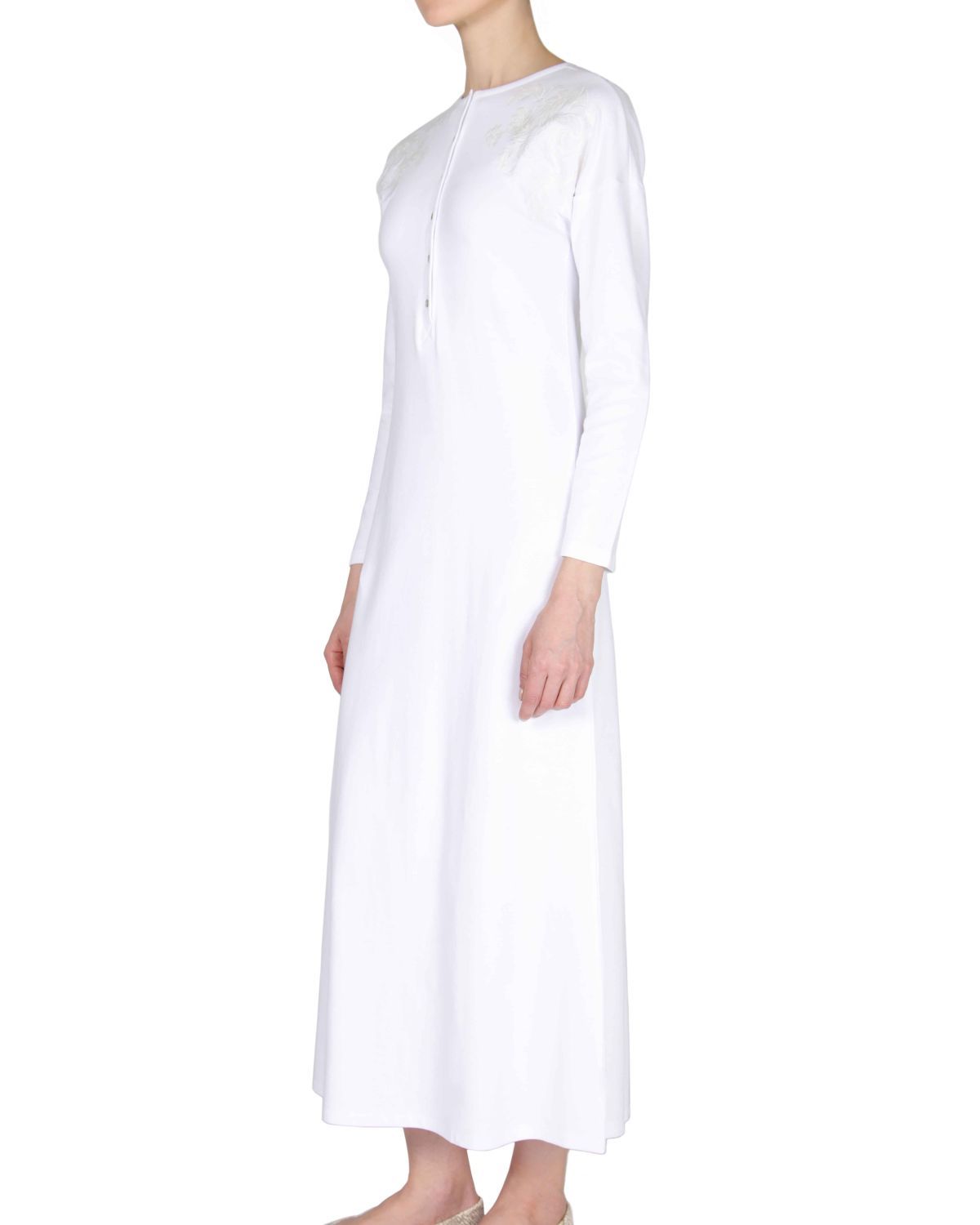 Women's 100% Cotton Full-Length Nightgown with Floral Motif - Charming Charlie