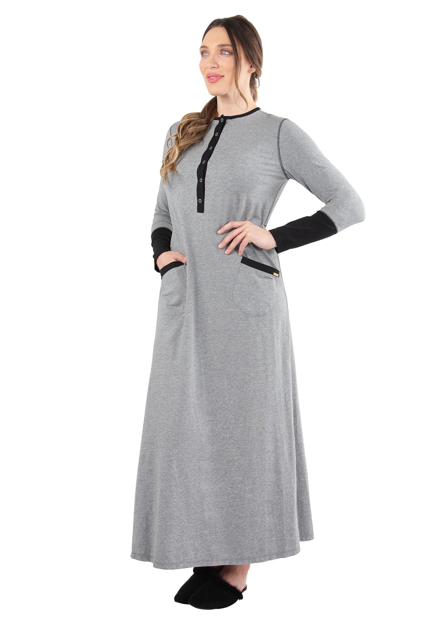 Women's Iris Cotton Blend Contrast Full-Length Gown - Charming Charlie