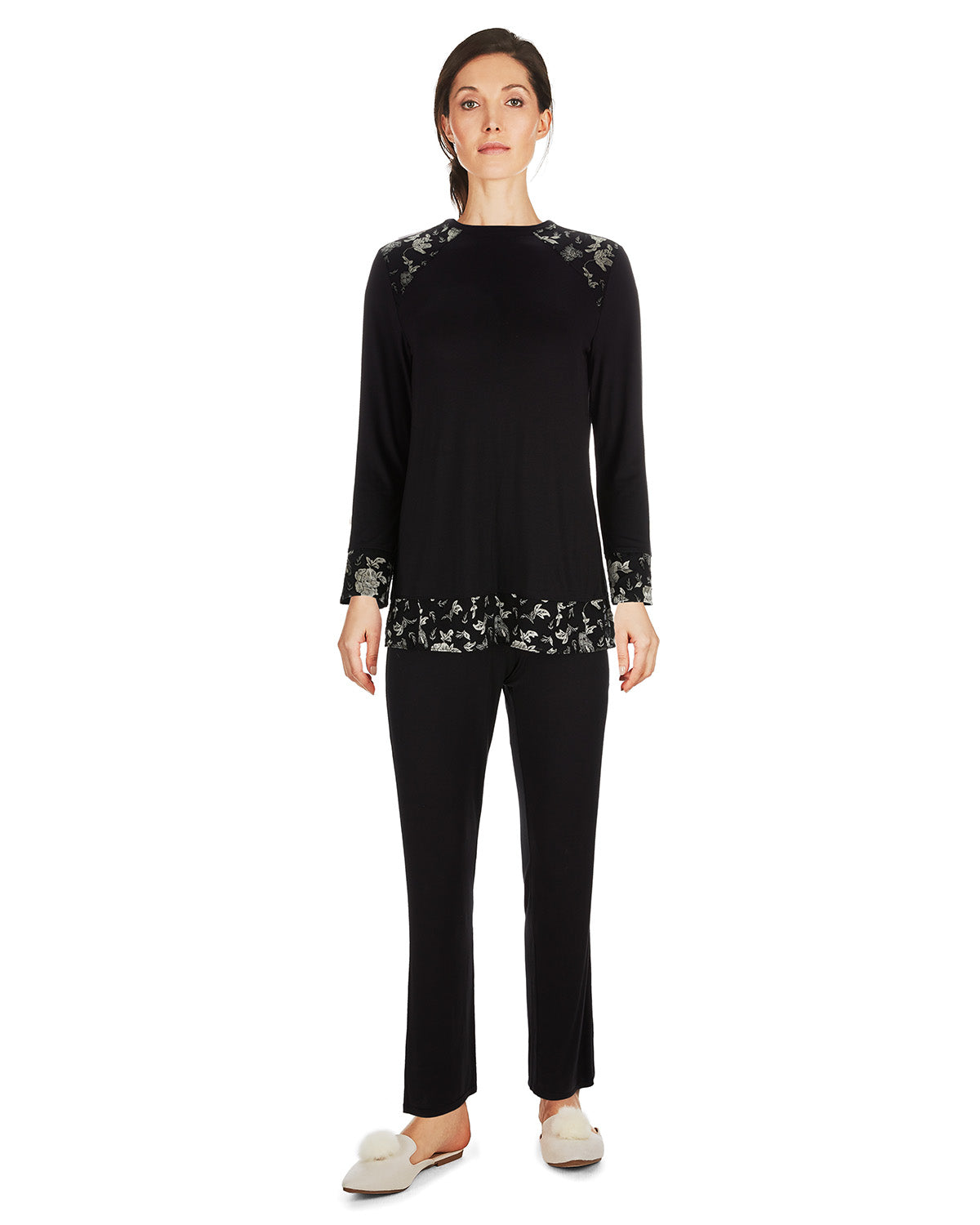Women's Floral Flocked Ultra-Soft Pajama Set - Charming Charlie