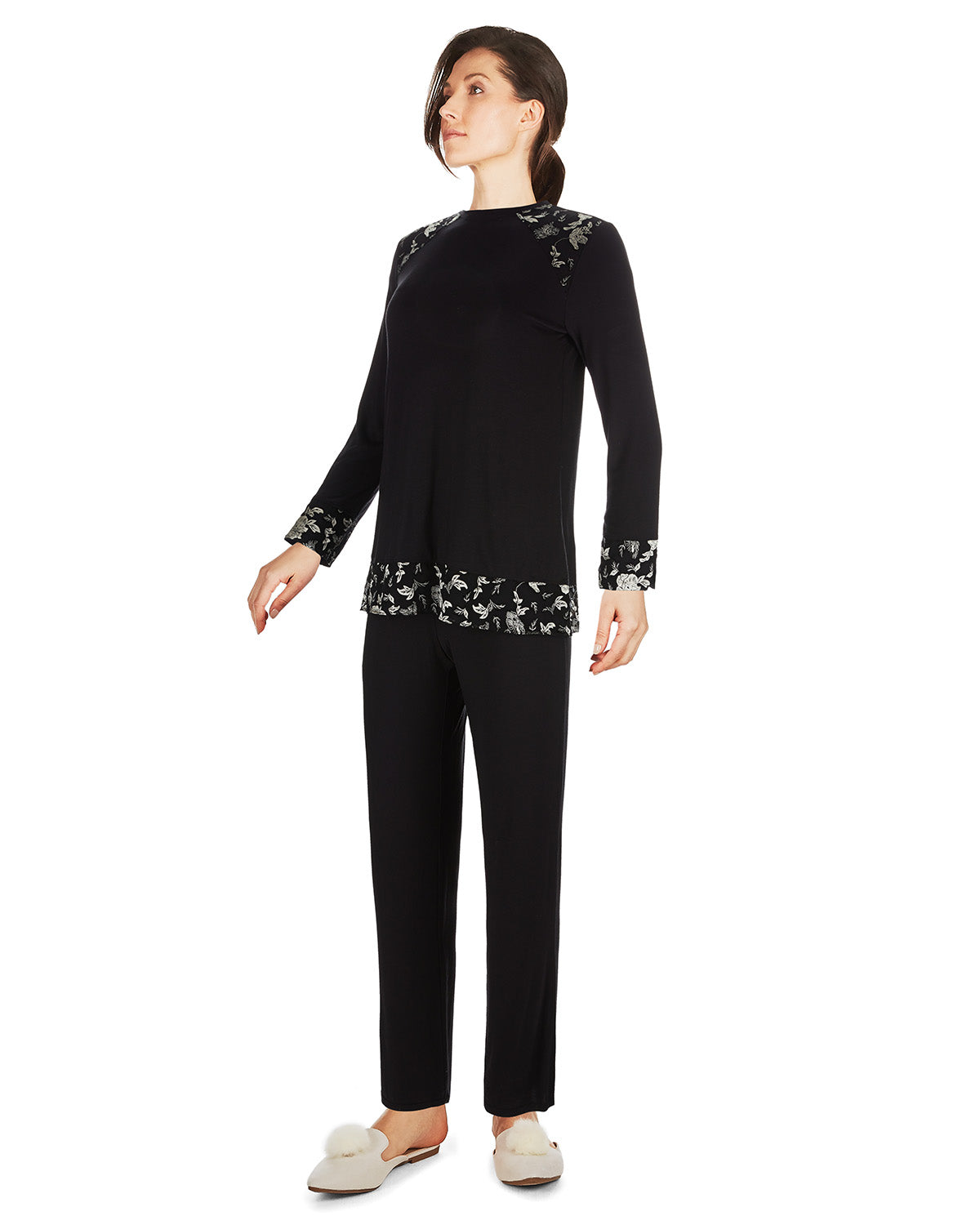 Women's Floral Flocked Ultra-Soft Pajama Set - Charming Charlie
