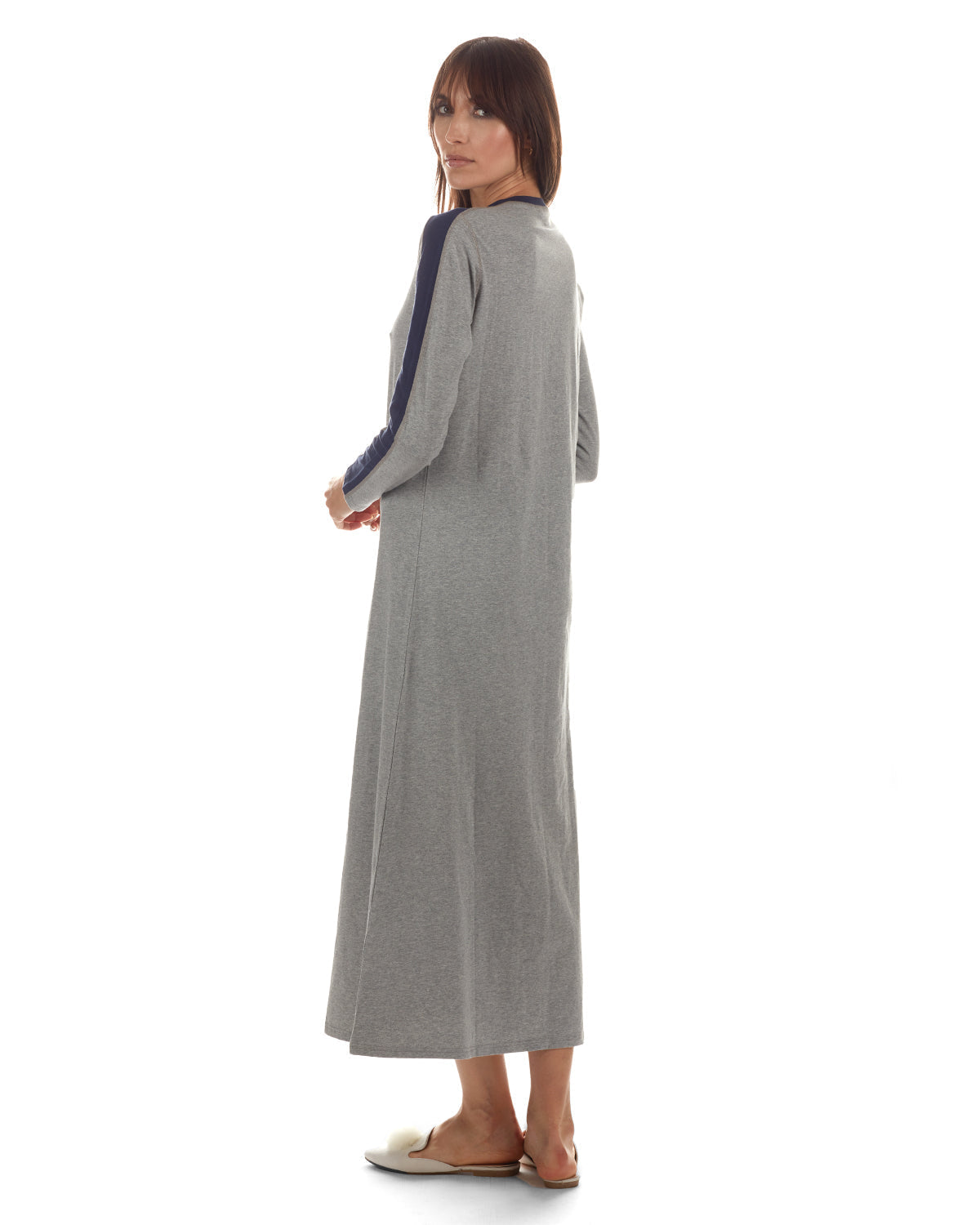 Women's Modest Long Placket Ankle-Length Cotton Blend Gown - Charming Charlie