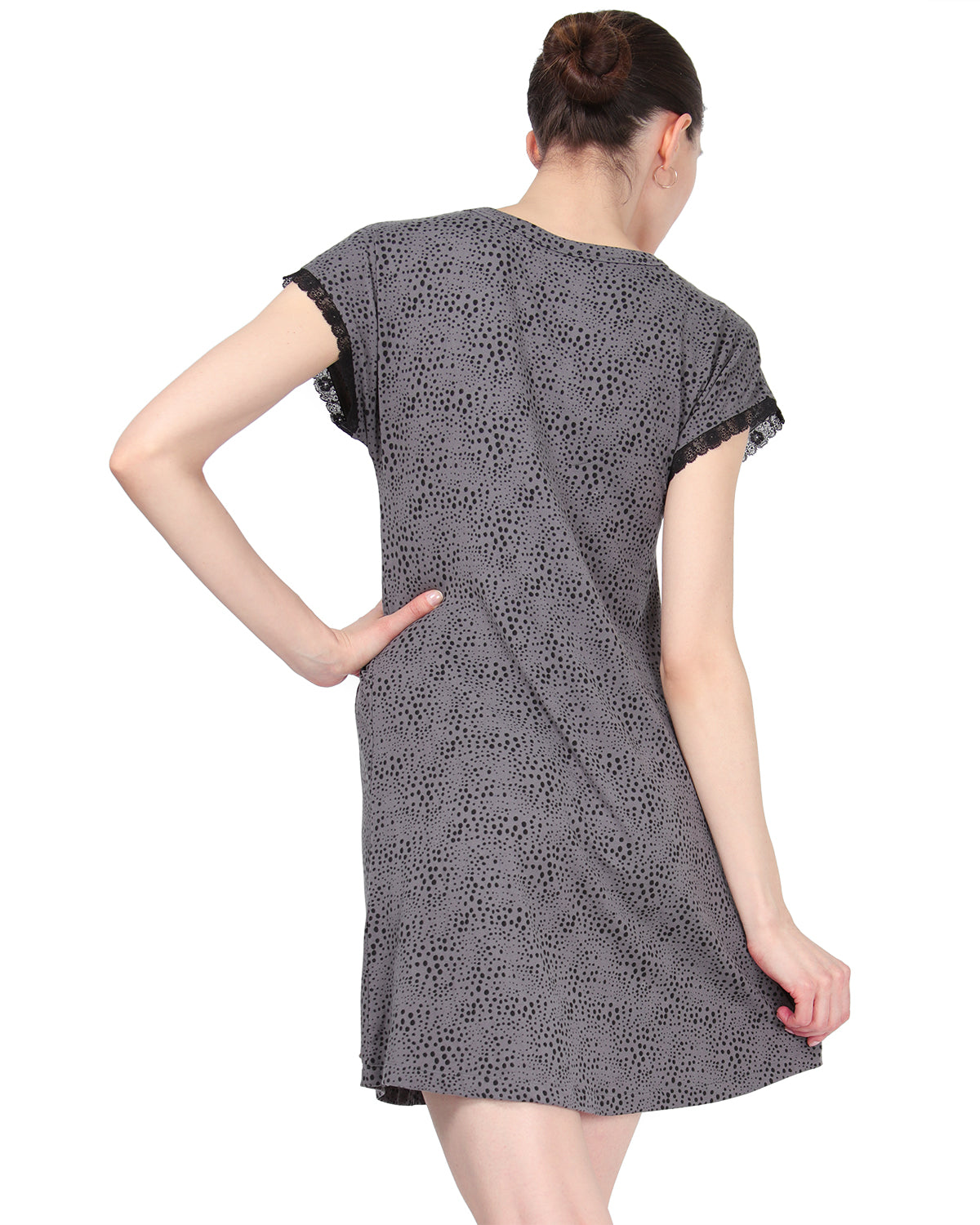 Women's Ultra-Soft Lace Trim V-Neck Animal Print Sleep Shirt - Charming Charlie