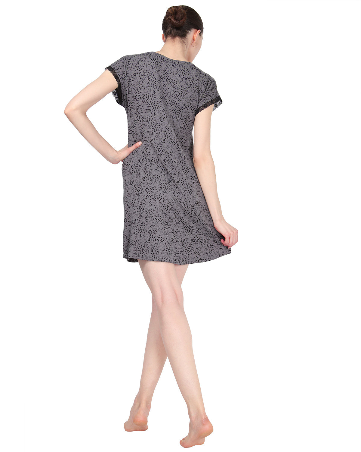 Women's Ultra-Soft Lace Trim V-Neck Animal Print Sleep Shirt - Charming Charlie
