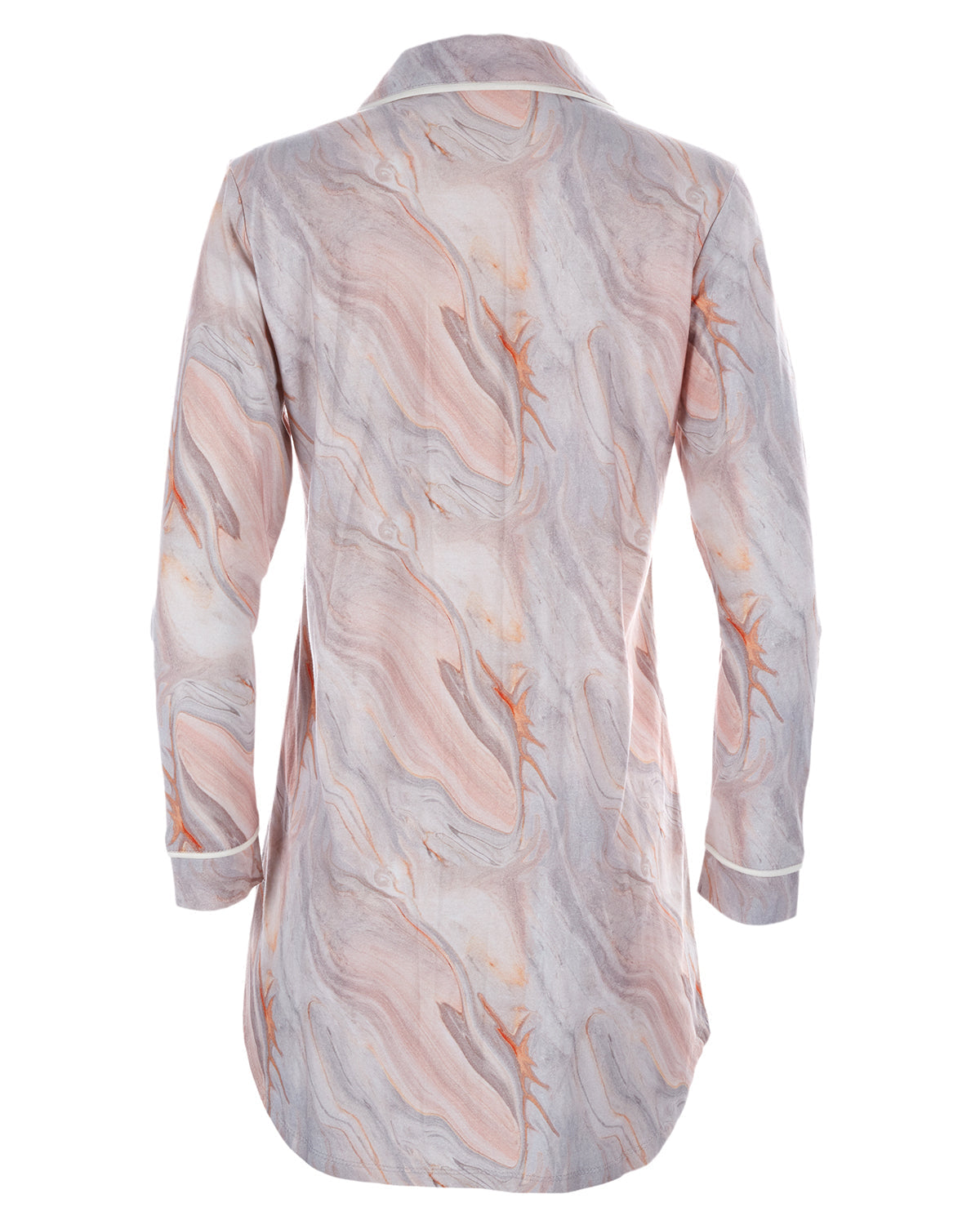 Women's Pastel Marble Print Cotton Blend Button-Down Nightshirt - Charming Charlie