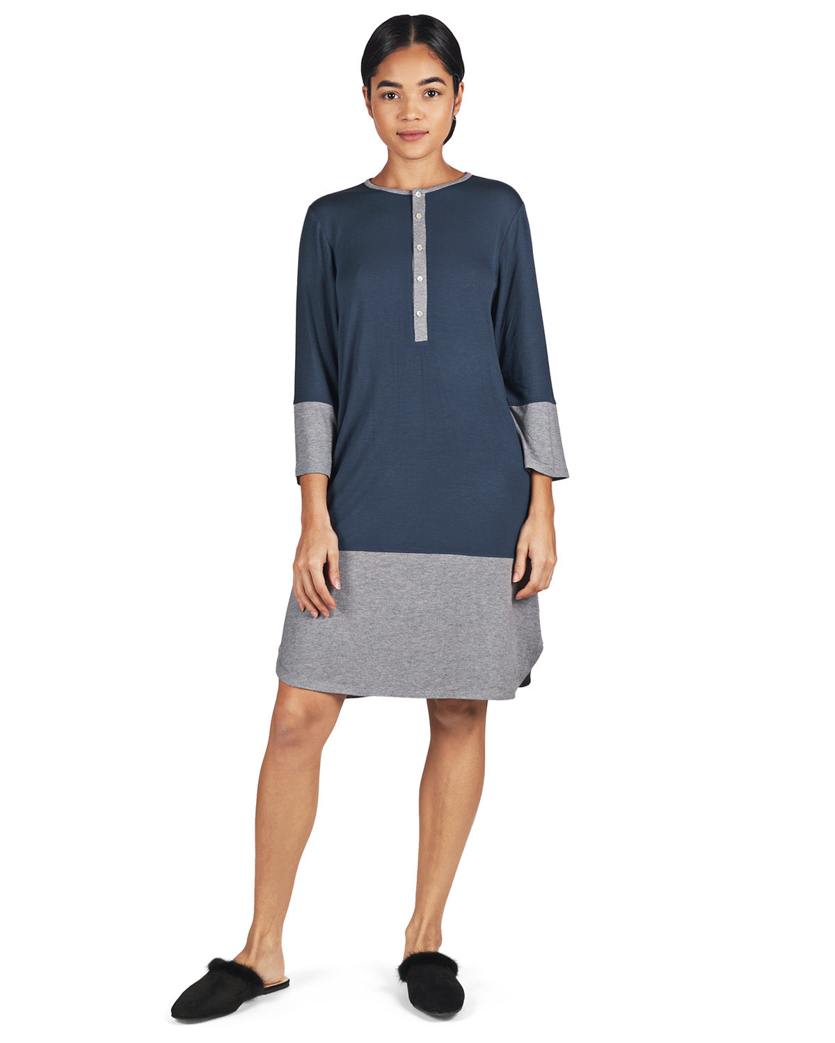 Women's Two-Tone Three-Quarter-Length Soft Nightshirt - Charming Charlie
