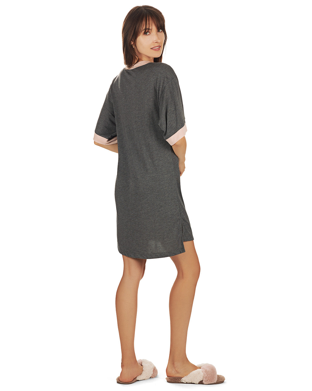 Women's Contrast Trim Basic Loose Modal Sleepshirt - Charming Charlie