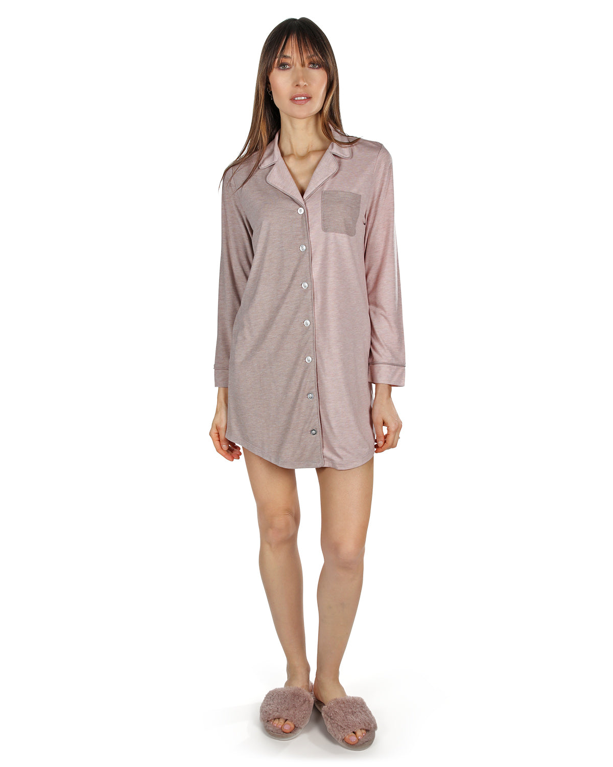 Women's Colorblock Modal Button-Down Nightshirt - Charming Charlie