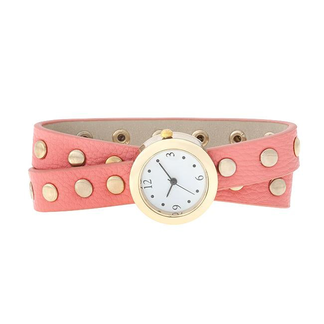 Pink Round Studded Wrap Watch - Charming Charlie