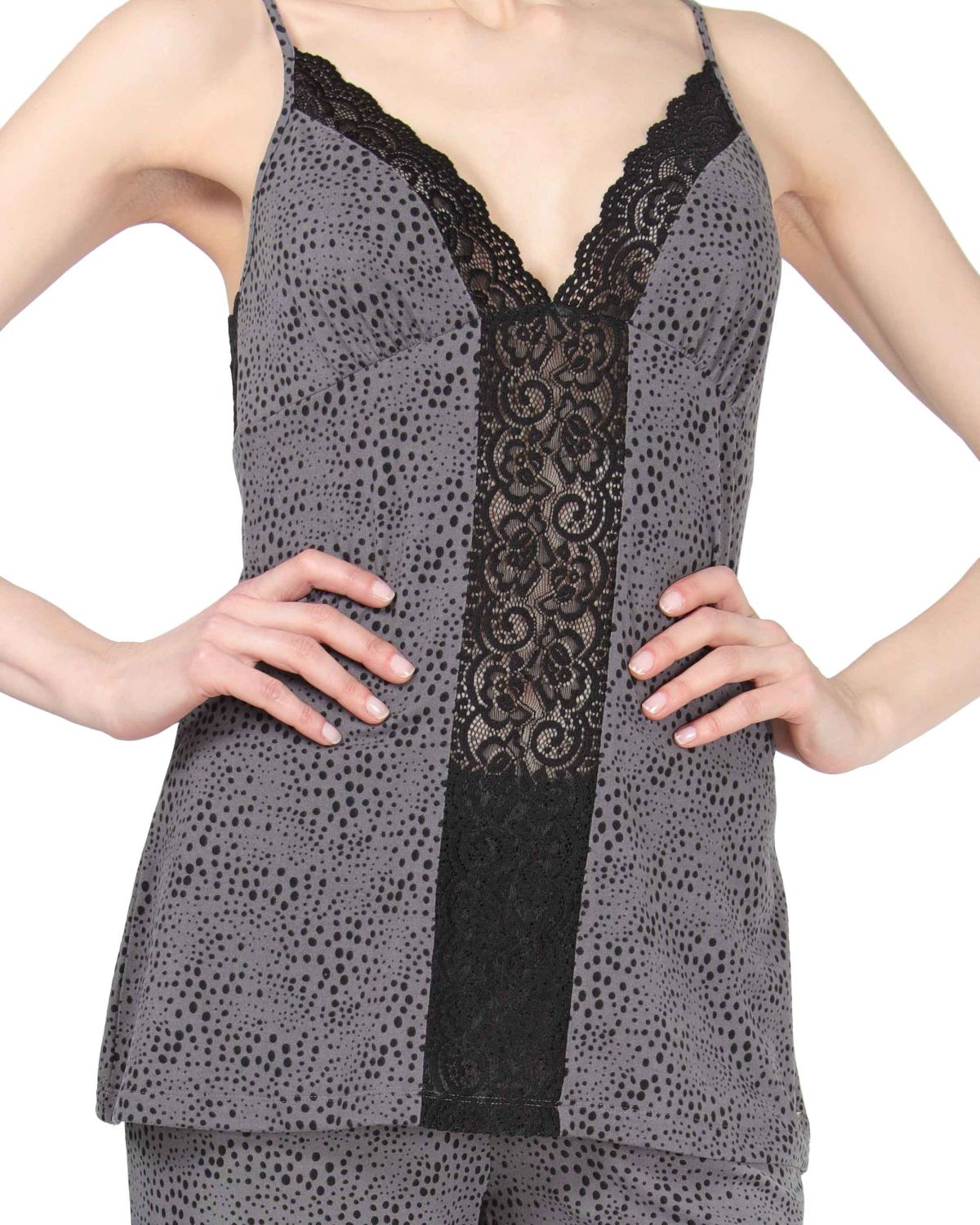 Women's Lace Trim Animal Print Lightweight Cami Pajama Set - Charming Charlie