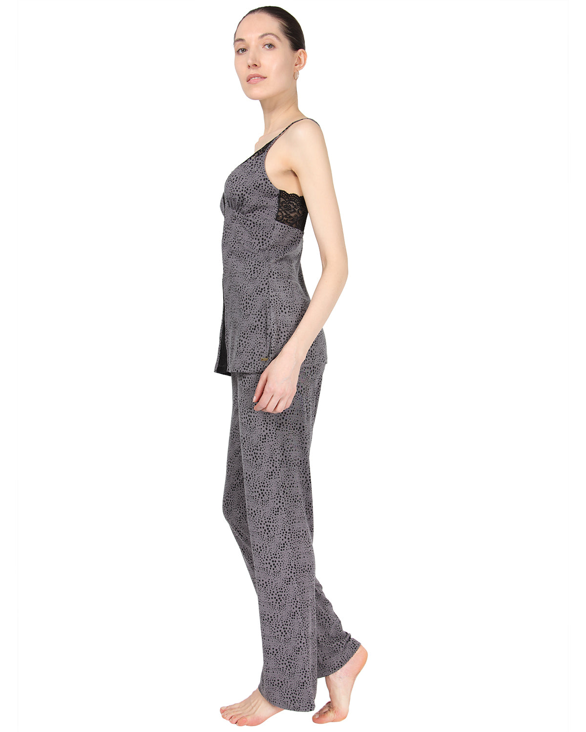 Women's Lace Trim Animal Print Lightweight Cami Pajama Set - Charming Charlie