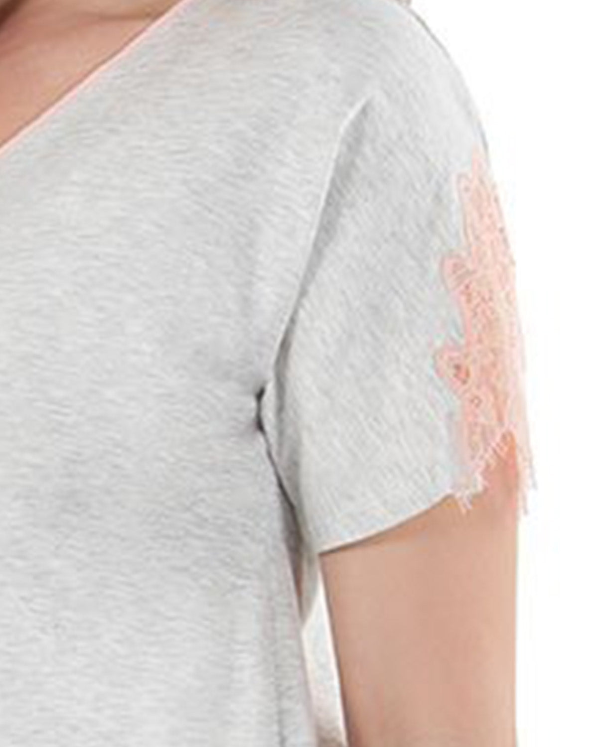 Women's Cotton Blend Lace Trim Short Sleeve Top and Pants Sleep Set - Charming Charlie