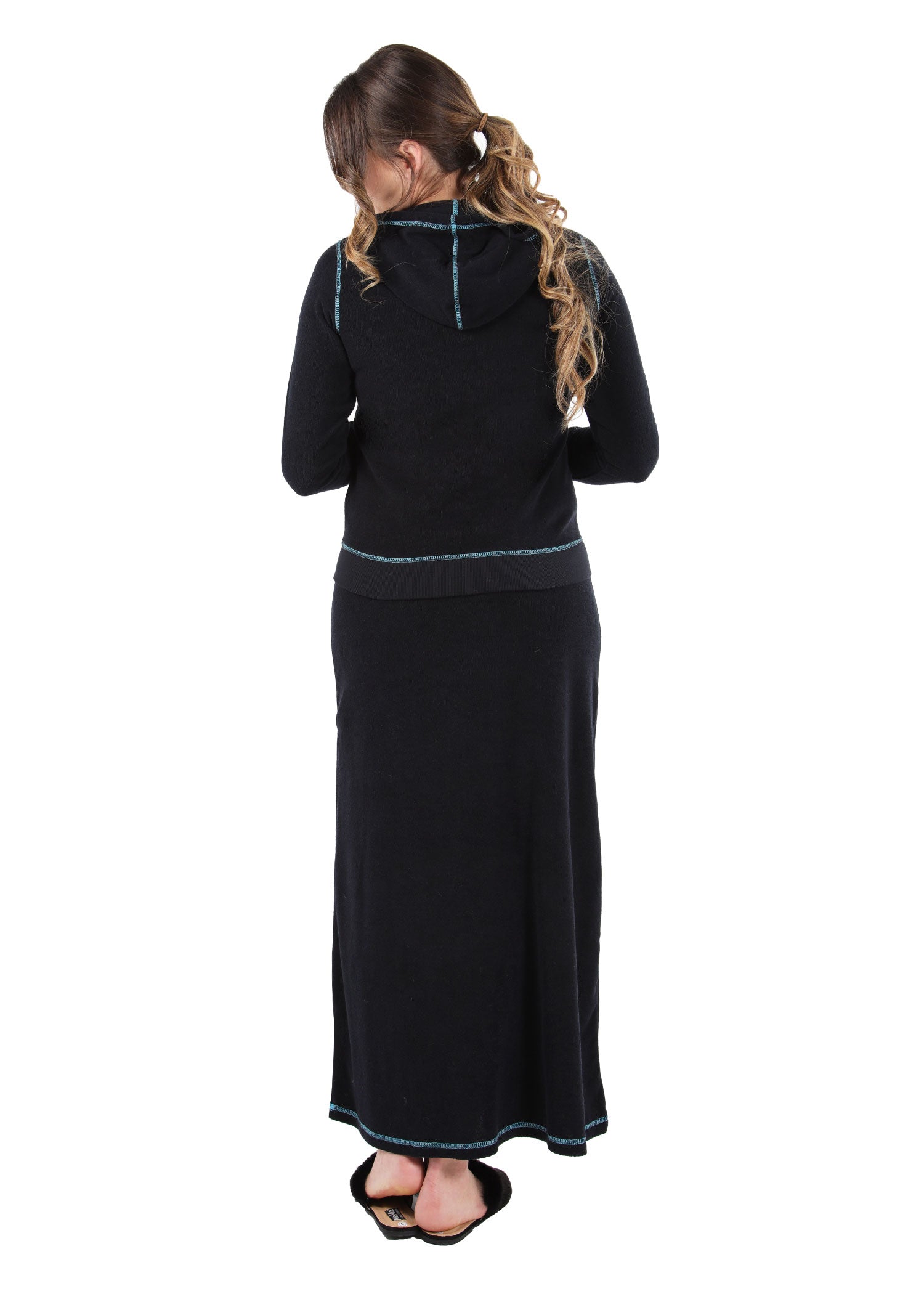 Women's Terry Cloth Cotton Blend Hooded Jacket and Skirt Set - Charming Charlie