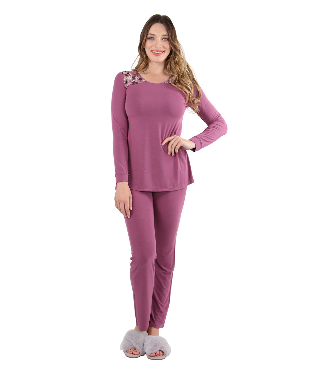 Women's Enchanted Romance Floral Embroidered Pajama Set - Charming Charlie