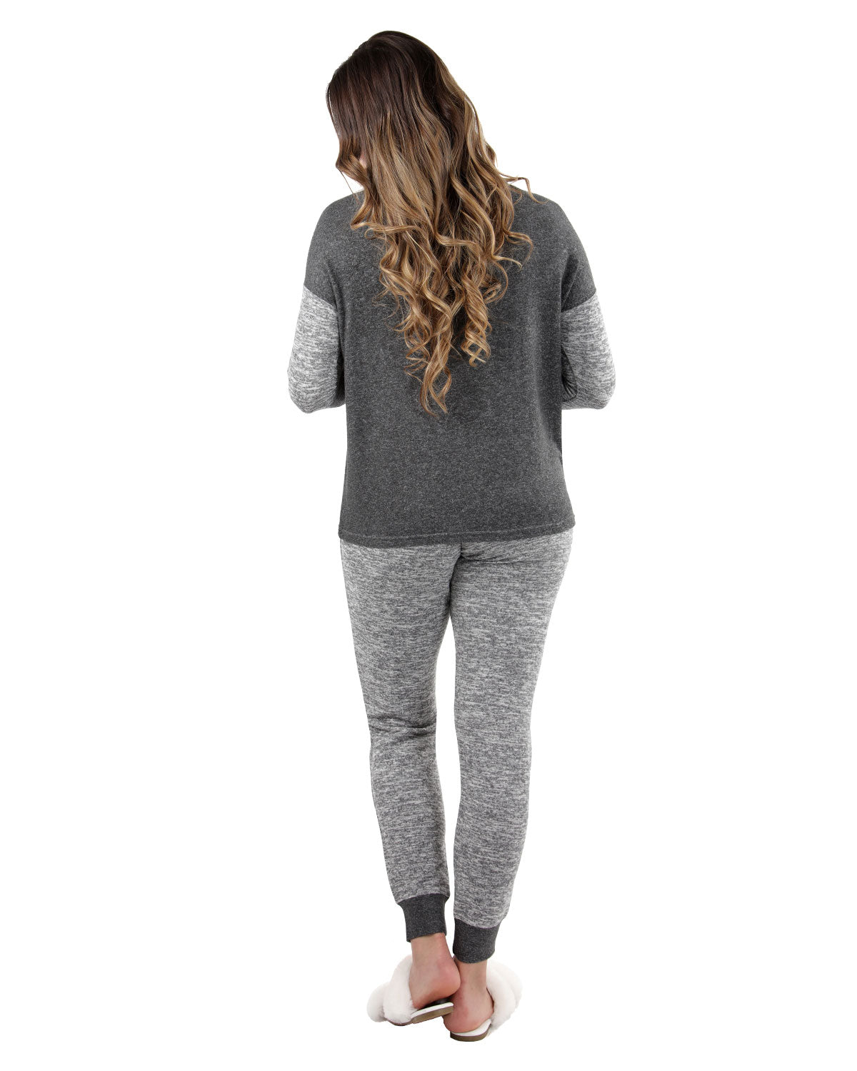 Women's Colorblock Heathered Sweater-Knit Pajama Set - Charming Charlie