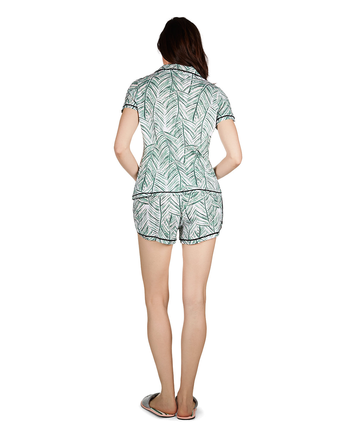 Women's Palm Play Notch Collar Cotton Blend Pajama Set - Charming Charlie