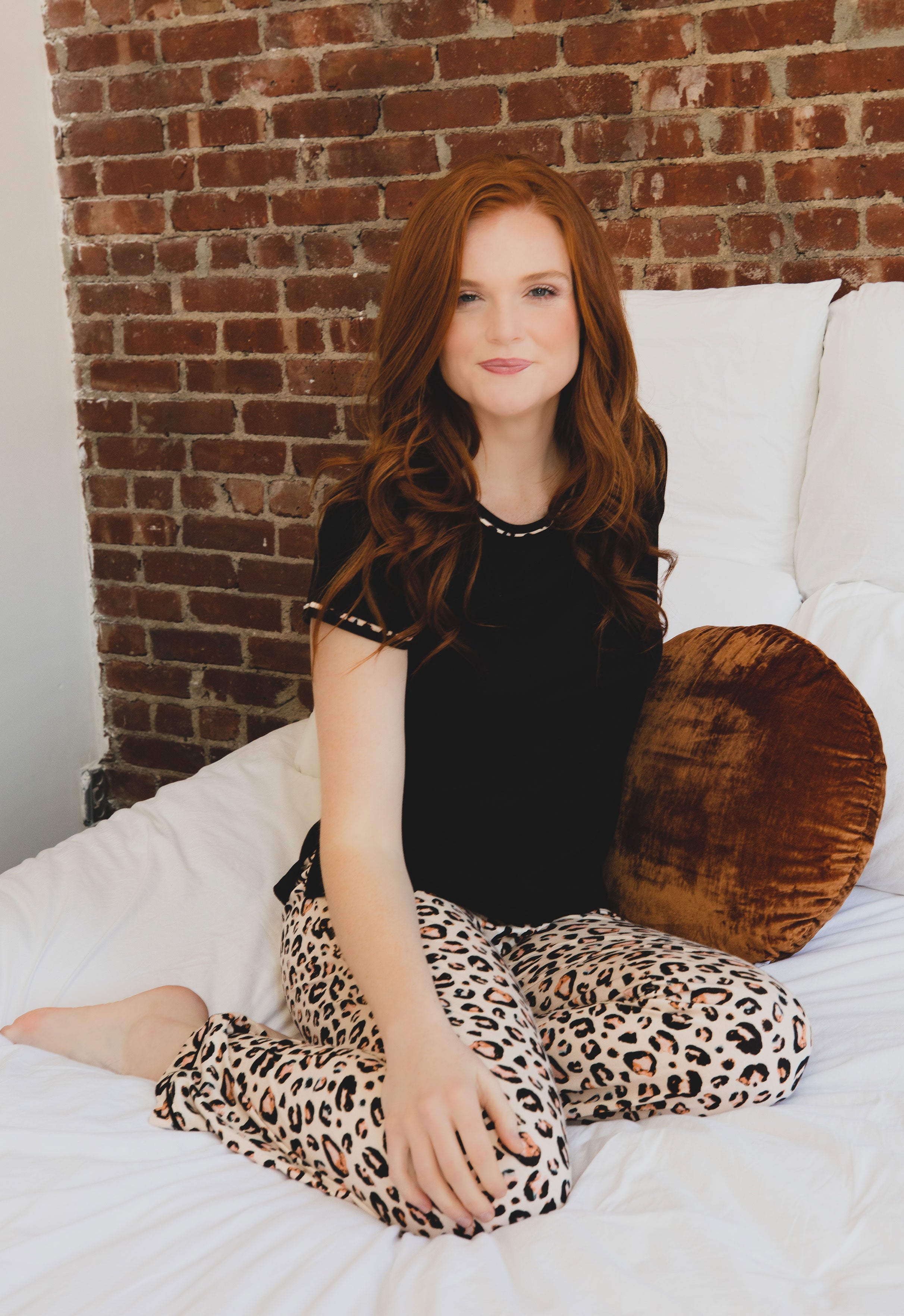Women's Jungle Cat T-Shirt Cotton Blend Pajama Set - Charming Charlie