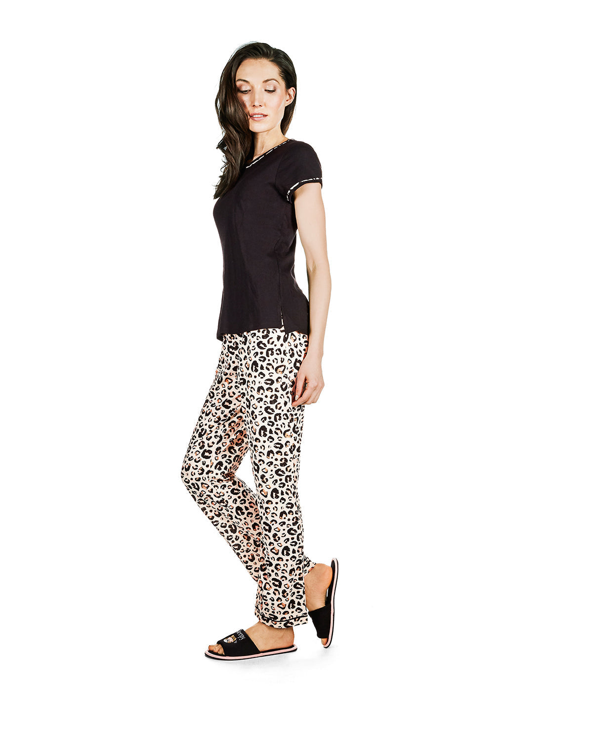 Women's Jungle Cat T-Shirt Cotton Blend Pajama Set - Charming Charlie