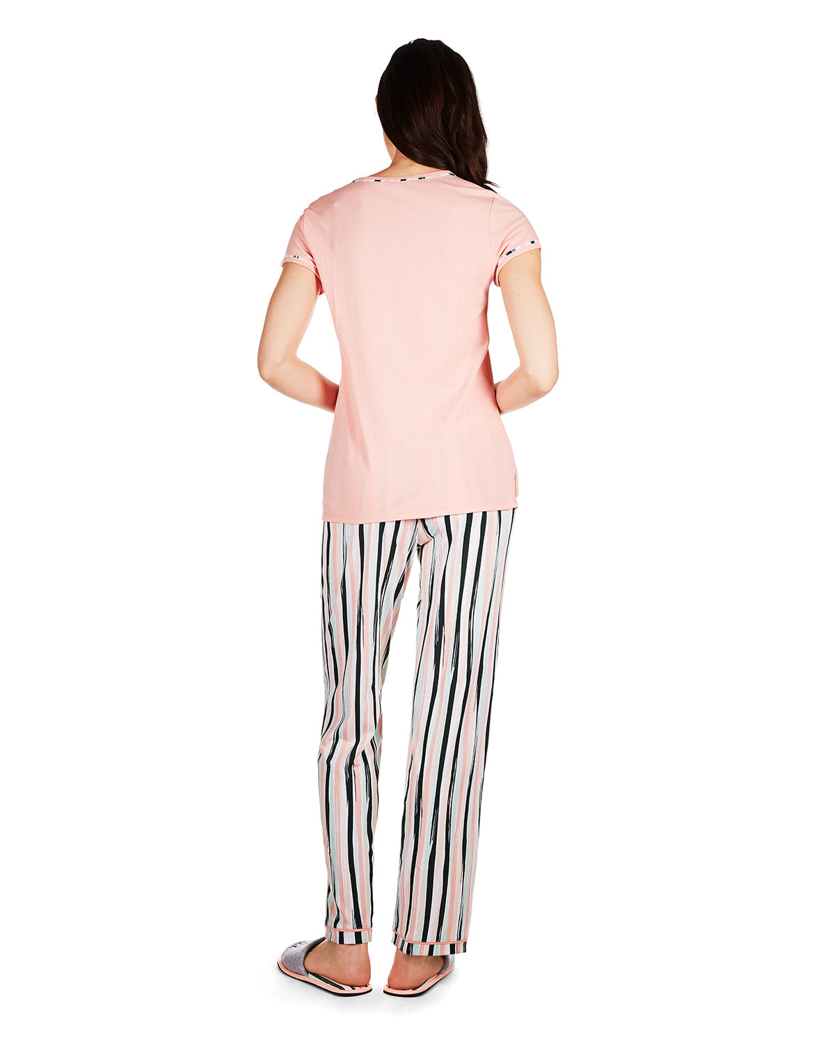 Women's Get Tropical T-Shirt and Striped Pants Pajama Set - Charming Charlie