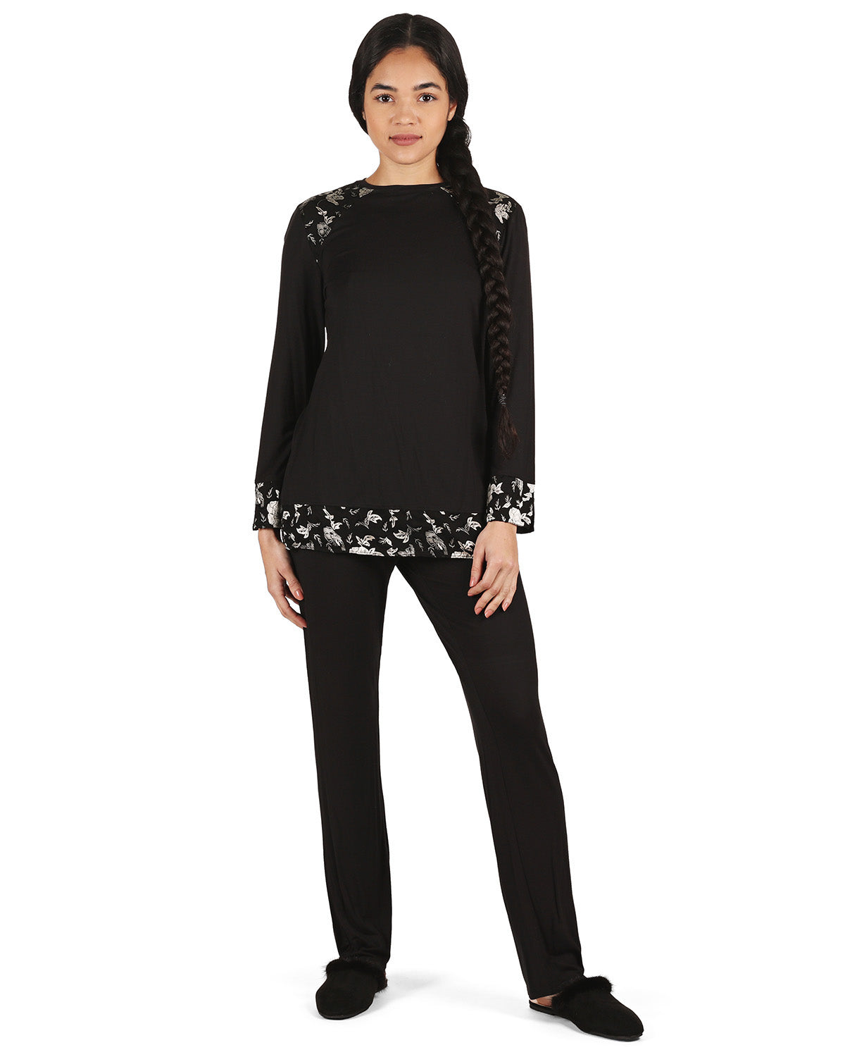 Women's Floral Flocked Ultra-Soft Pajama Set - Charming Charlie