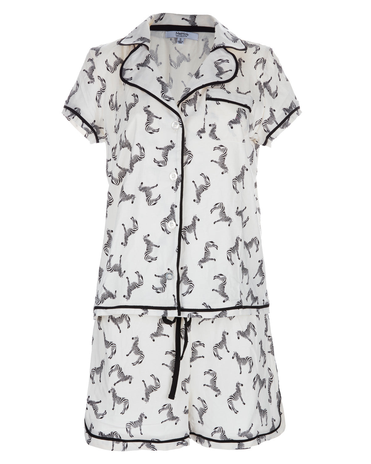 Women's Zebra Notch Collar Cotton Blend Pajama Set - Charming Charlie