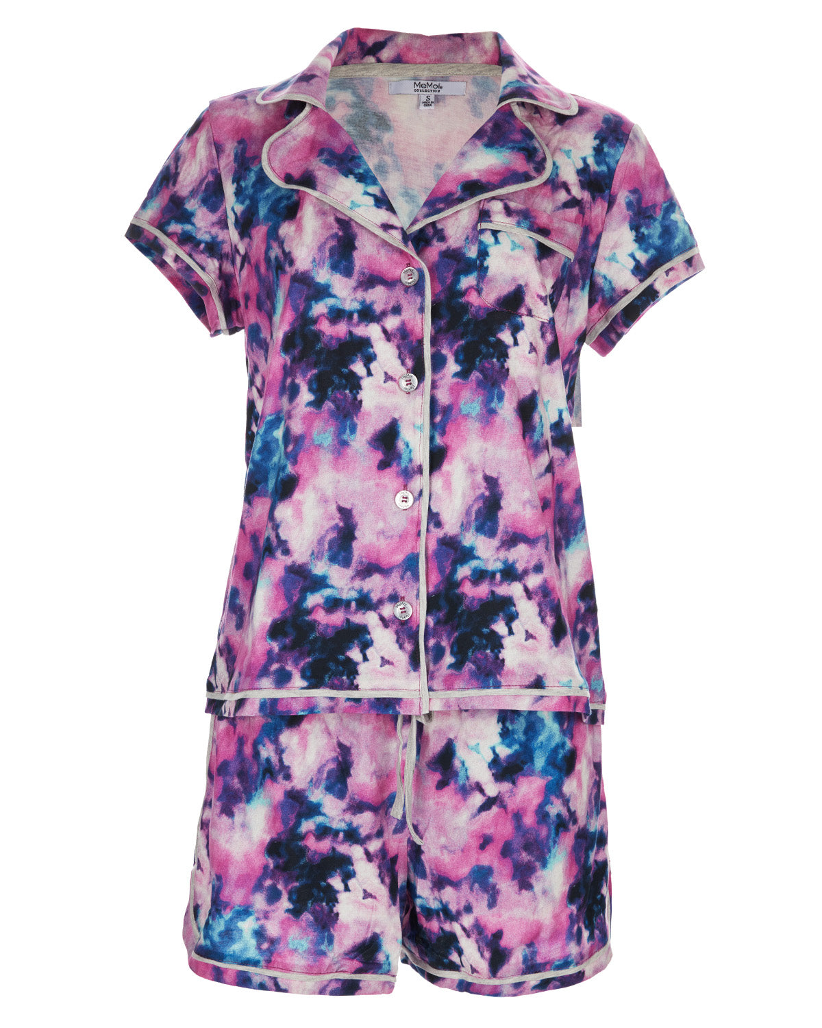 Women's Stardust Tie Dye Notch Collar Cotton Blend Pajama Set - Charming Charlie