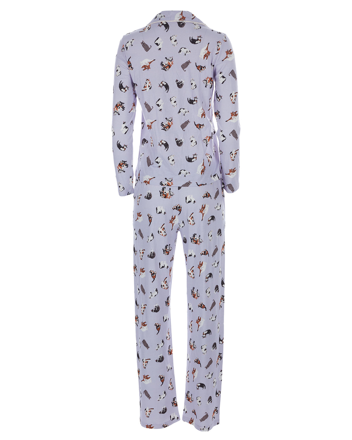 Women's Crazy Cats Notch Collar Cotton Blend Pant Pajama Set - Charming Charlie