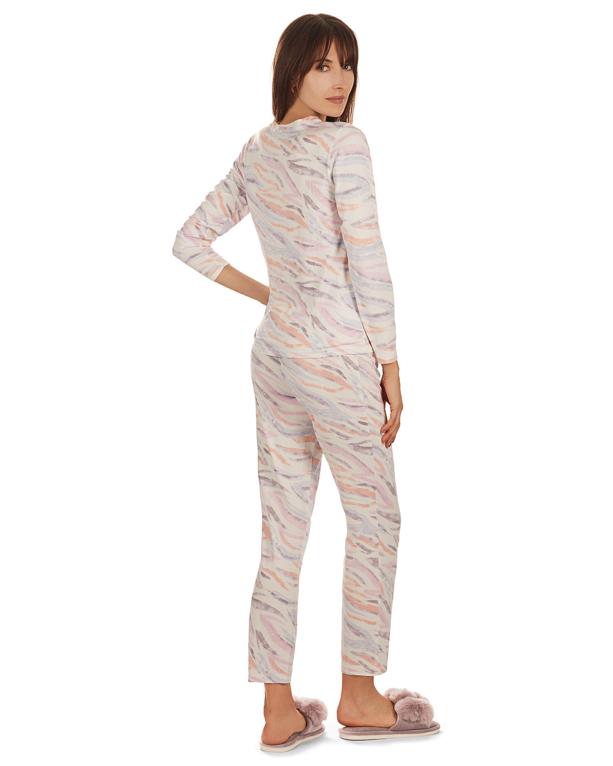 Women's Pastel Zebra Long Sleeve Pajama Set - Charming Charlie