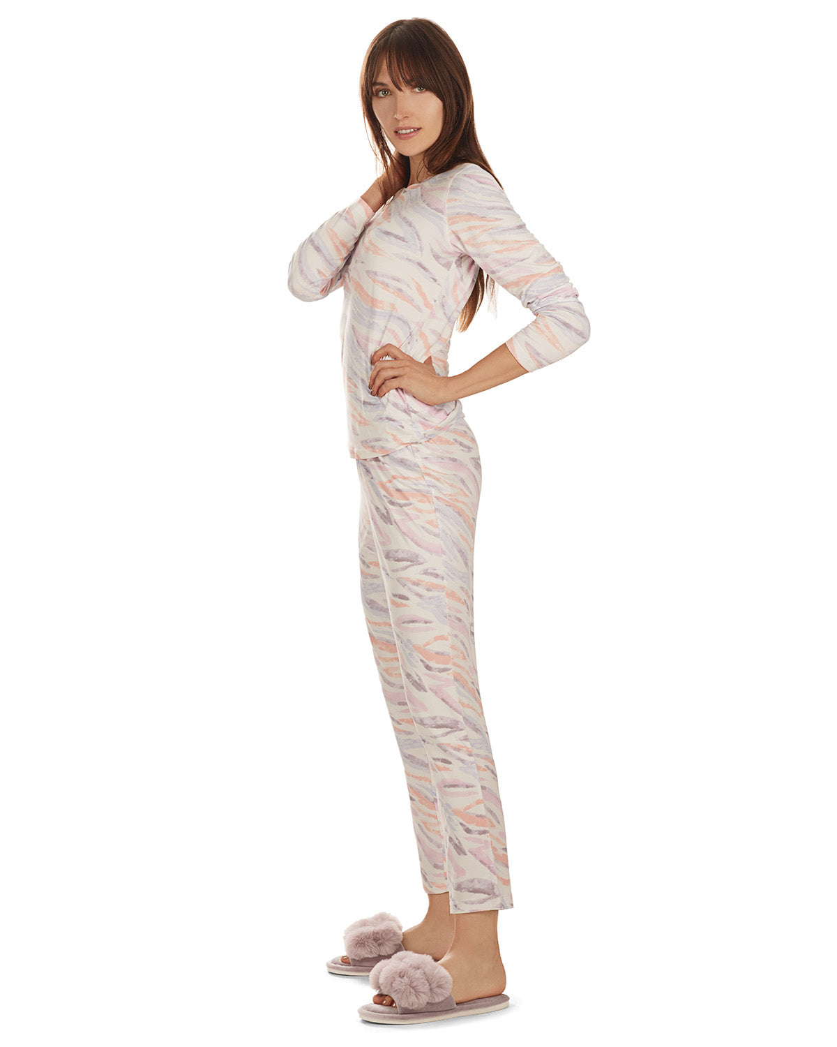 Women's Pastel Zebra Long Sleeve Pajama Set - Charming Charlie