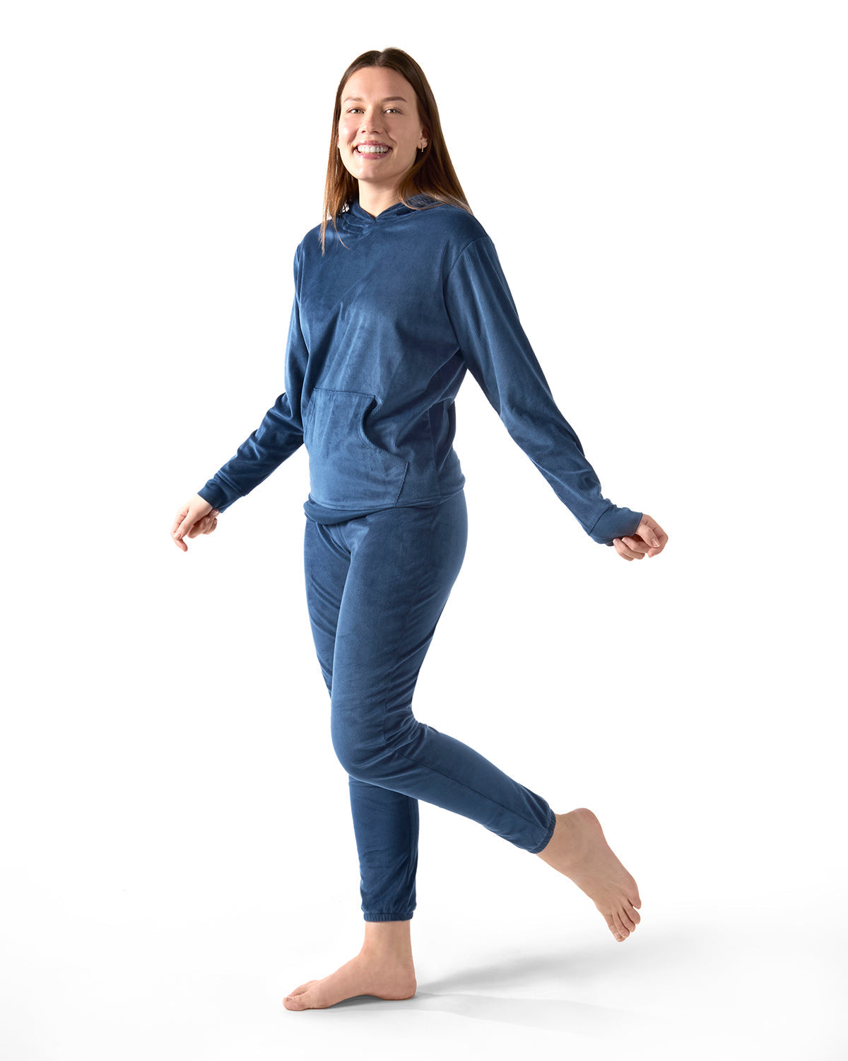 2 Piece Women's Plush Ribbed Velour Hooded Sweatshirt Set - Charming Charlie