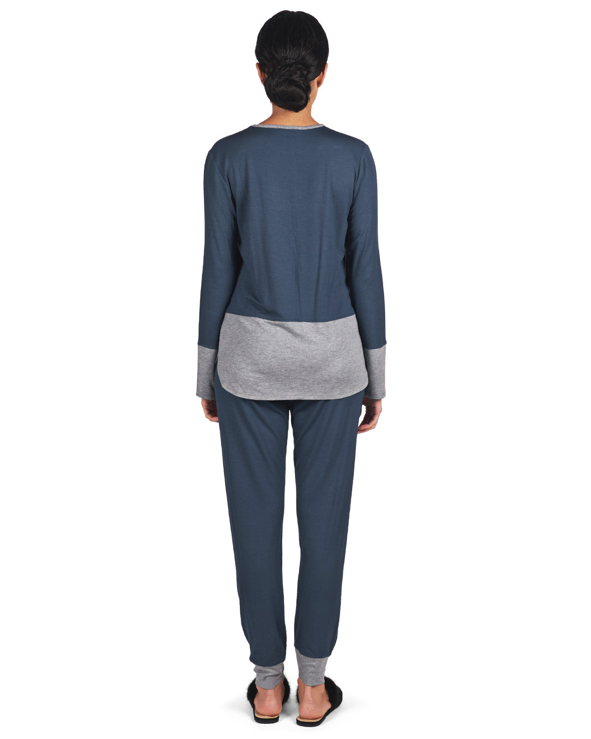 2 Piece Women's Two Tone Blue and Gray Pajama Set - Charming Charlie