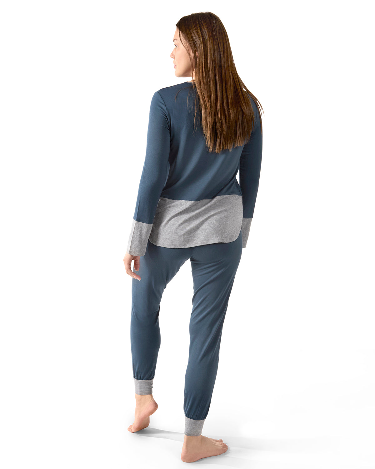 2 Piece Women's Two Tone Blue and Gray Pajama Set - Charming Charlie