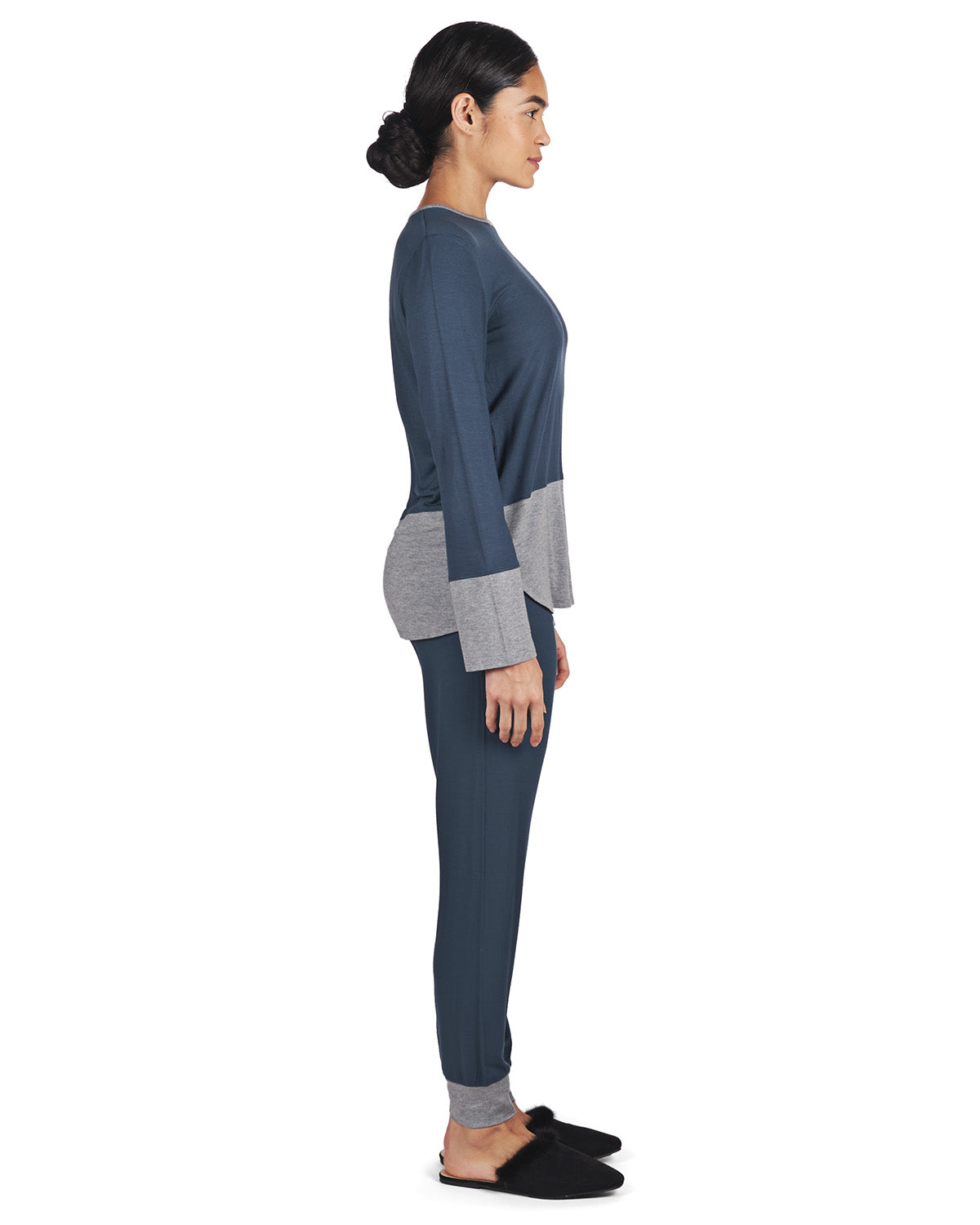2 Piece Women's Two Tone Blue and Gray Pajama Set - Charming Charlie